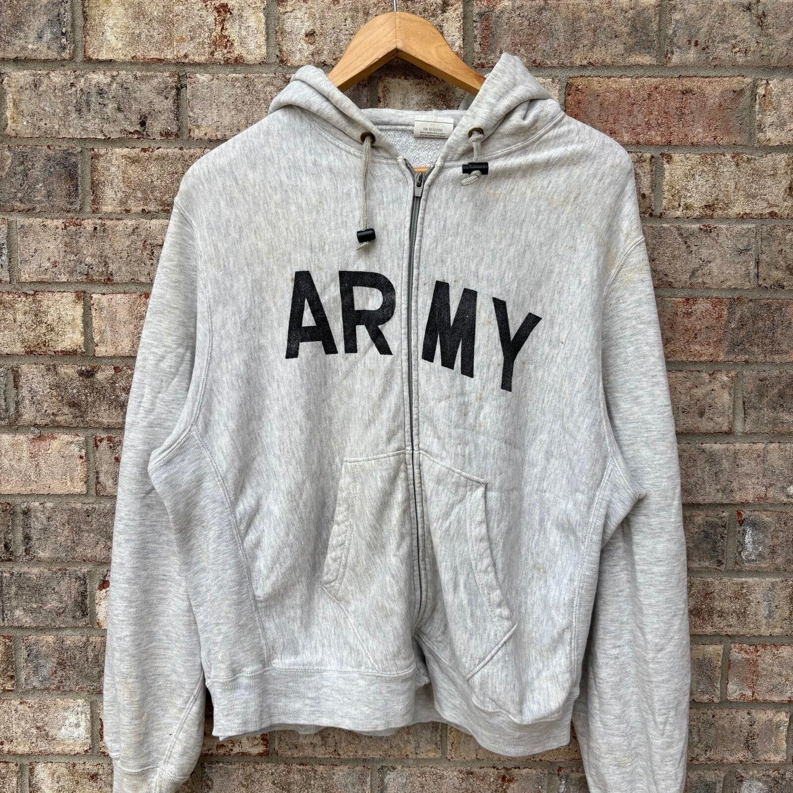 Vintage Vintage 80s Army hoodie fullzip Size US L / EU 52-54 / 3 - 9 Thumbnail