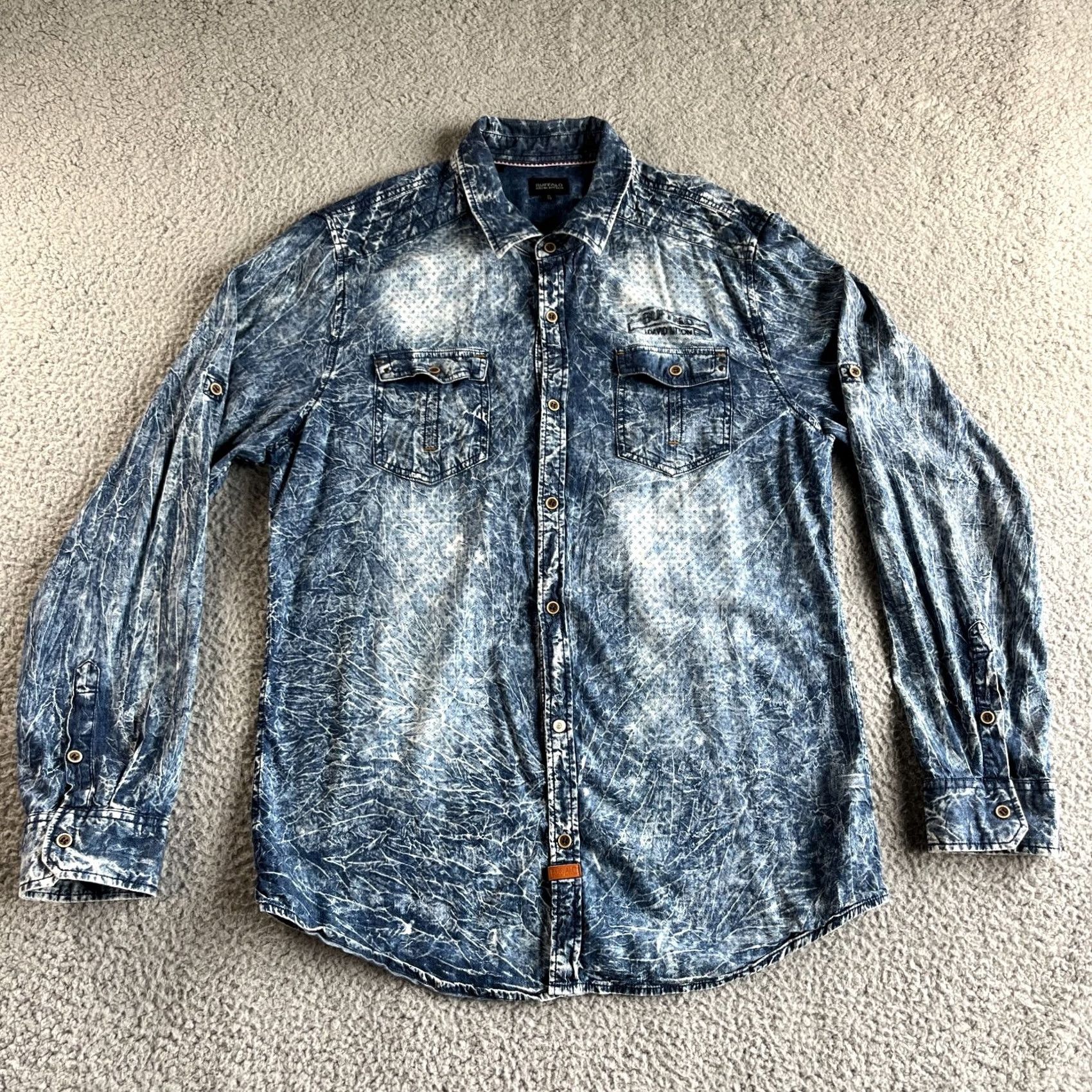 Buffalo David Bitton Buffalo David Bitton Shirt Mens Extra Large Blue Denim Button Up Samario Preppy Size US XL / EU 56 / 4 - 2 Thumbnail