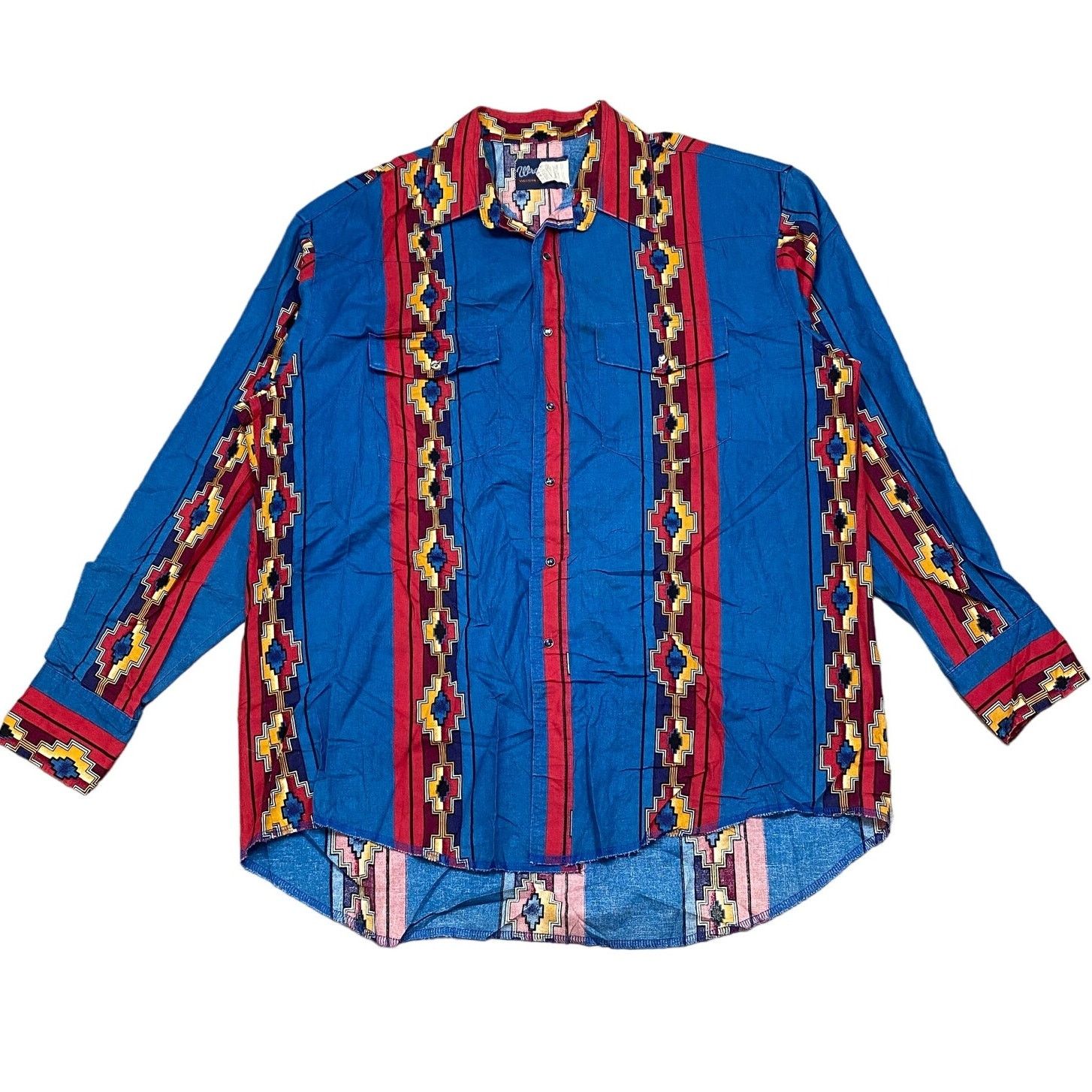 Vintage × Wrangler VTG Wrangler Aztec Brushpopper Western Pearl Snap Men's XL Size US XL / EU 56 / 4 - 1 Thumbnail