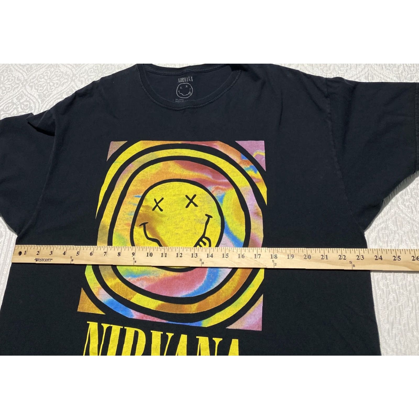 Vintage Nirvana Shirt Mens XL Black Tie Dye Smiley Face Graphic Band Tee Grunge Rock Size US XL / EU 56 / 4 - 6 Thumbnail