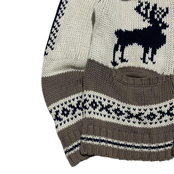 Japanese Brand COEN Japan Cowichan Handknit Reindeer Pattern Wool Sweater Size US L / EU 52-54 / 3 - 6 Thumbnail