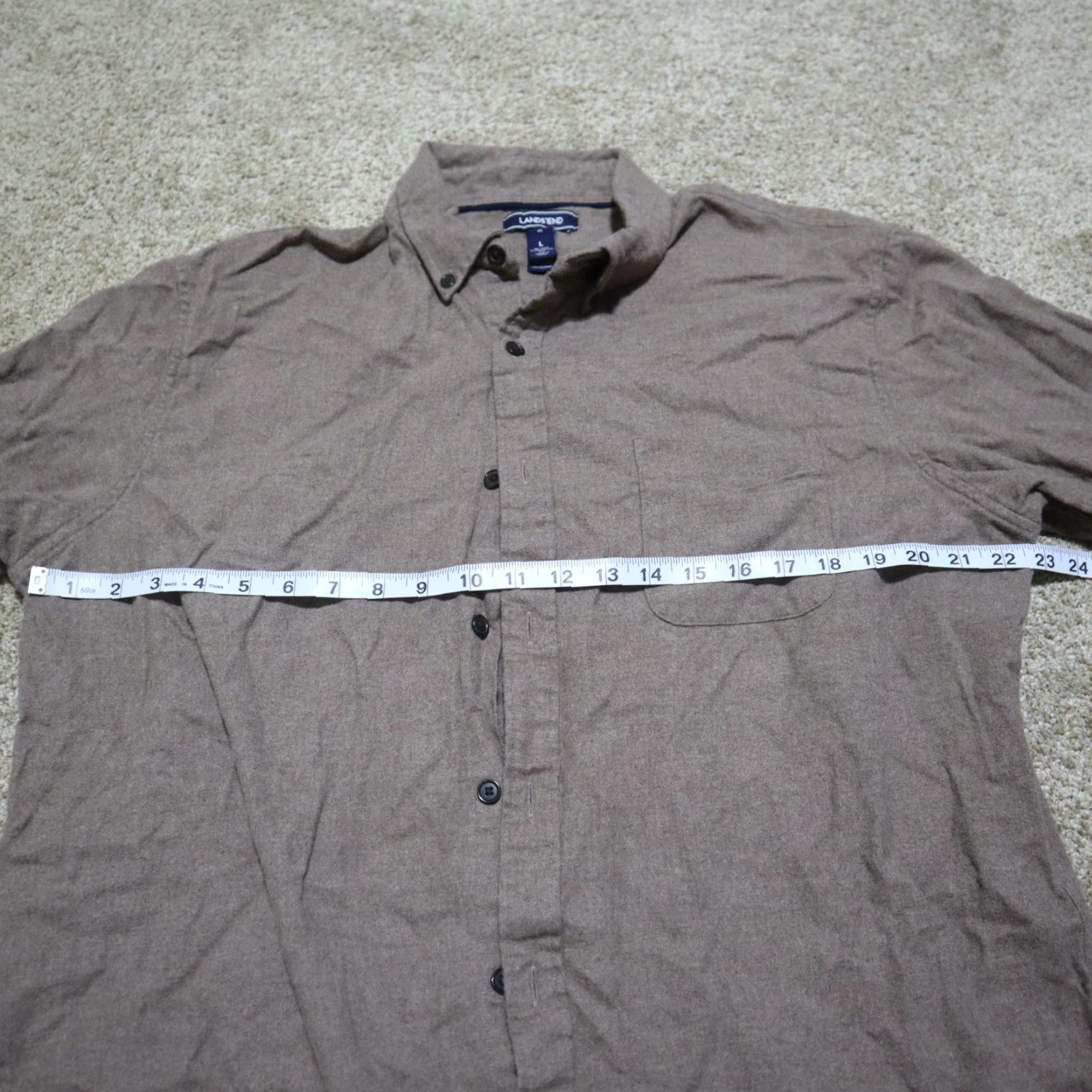 Lands' End Lands' End Shirt Brown 100% Cotton Corduroy Long Sleeve Button-Up Casual Mens Large Size L / US 10 / IT 46 - 5 Thumbnail