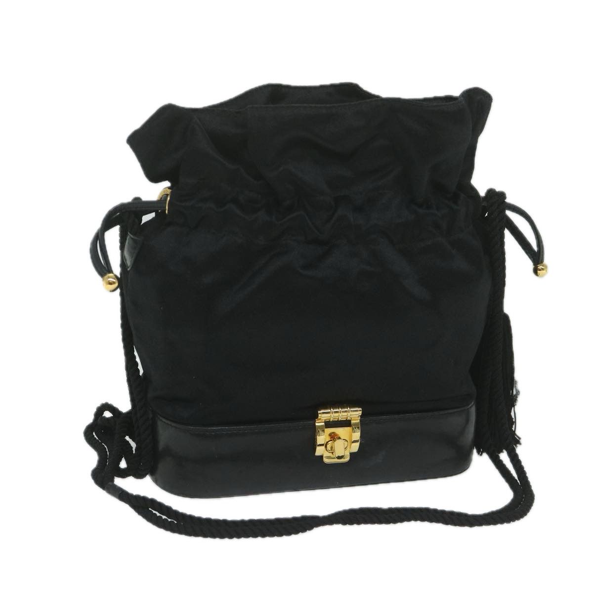 image of Gucci Purse Shoulder Bag Satin Black Auth Ai721, Women's