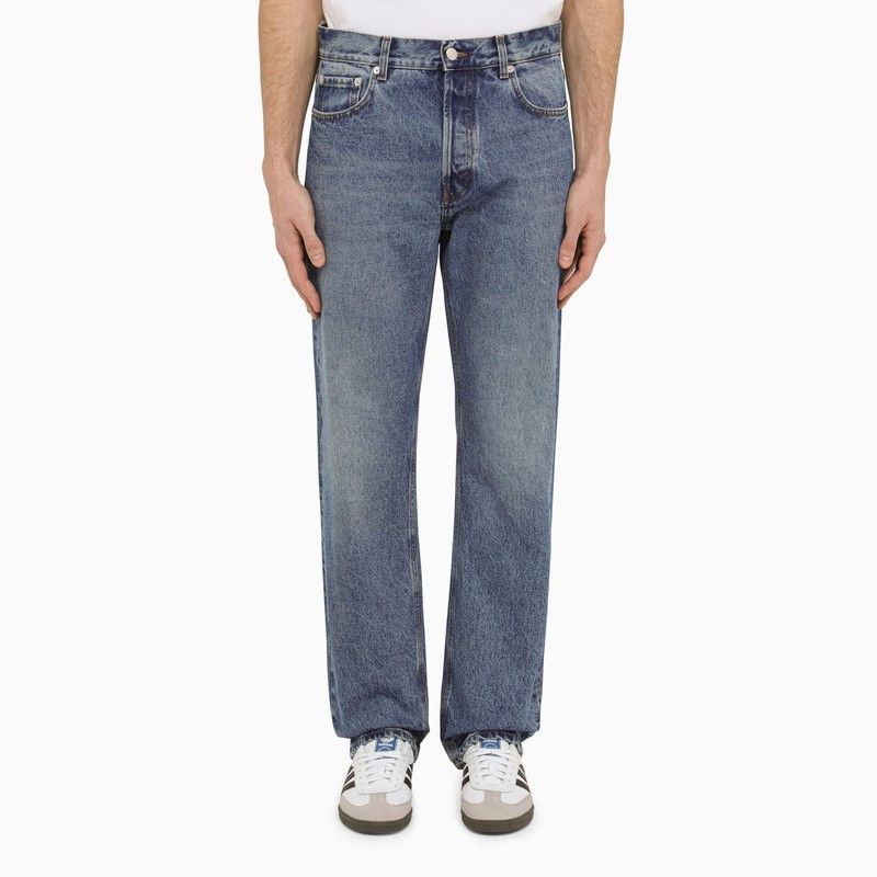 image of Sefr Regular Washed Denim Jeans in Blue, Men's (Size 34)