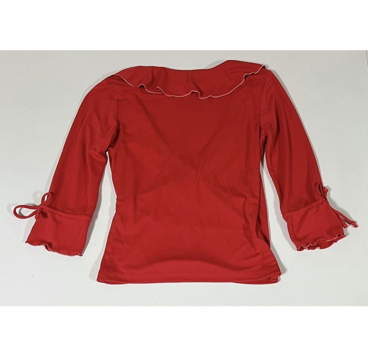Esprit Esprit Red Ruffle Quarter Sleeve Shirt Top Blouse Size S 🤍❤️ Size S / US 4 / IT 40 - 4 Thumbnail