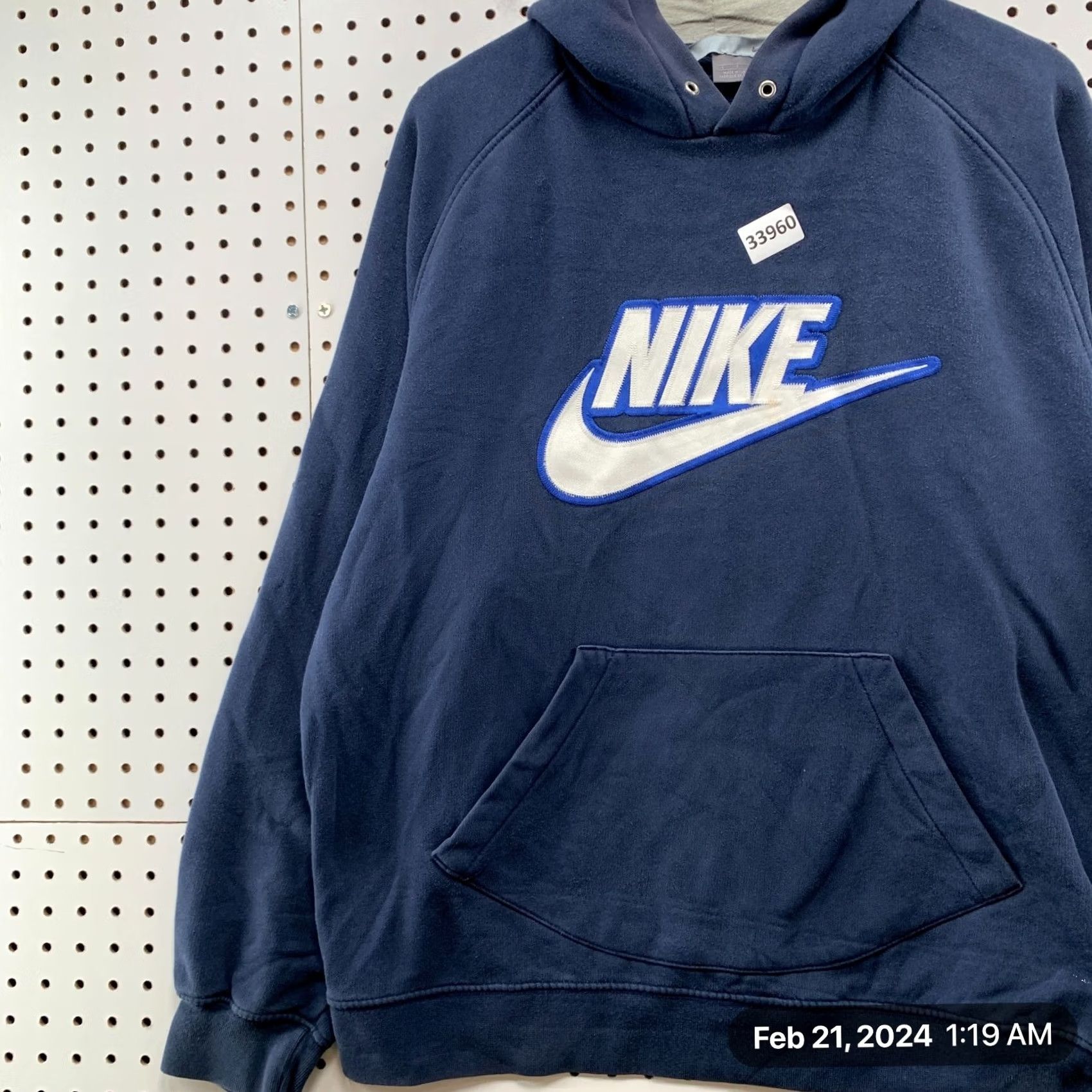 Nike VINTAGE Nike Hoodie Mens Large Blue Embroidered Spell Out Swoosh Y2K Size US L / EU 52-54 / 3 - 4 Thumbnail