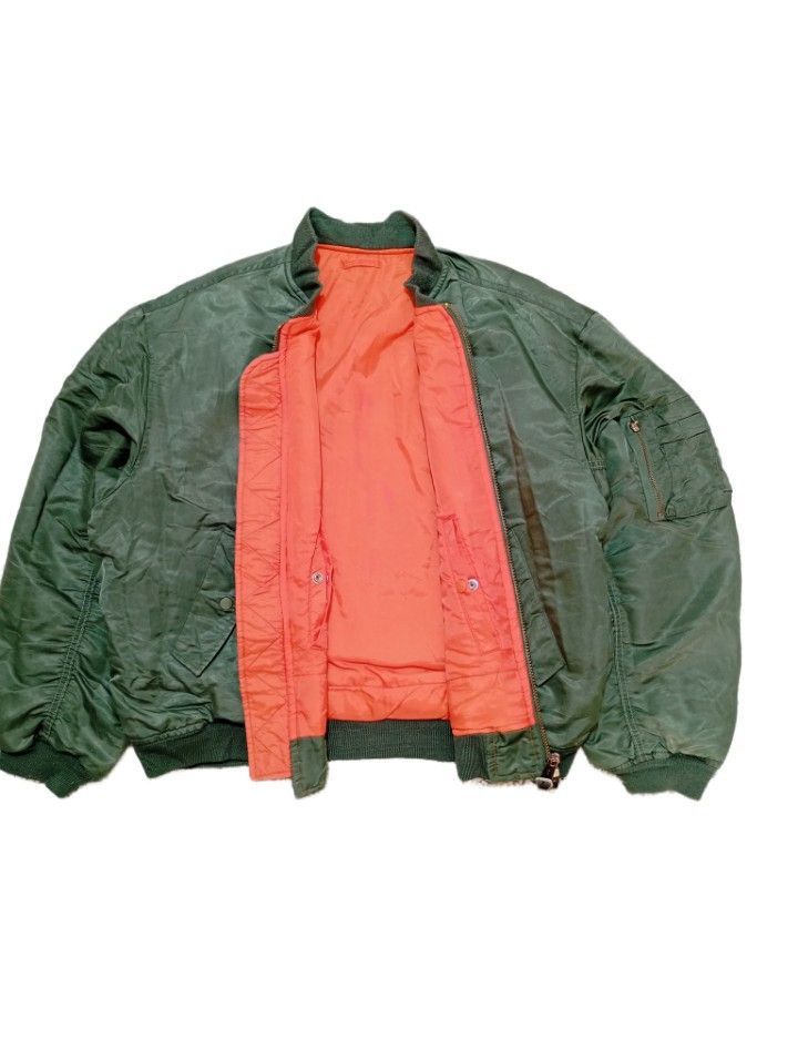 Alpha Industries 90s Ma1 Flyer Green Vintage Bomber Alpha L Jacket Oversize Size US L / EU 52-54 / 3 - 2 Thumbnail