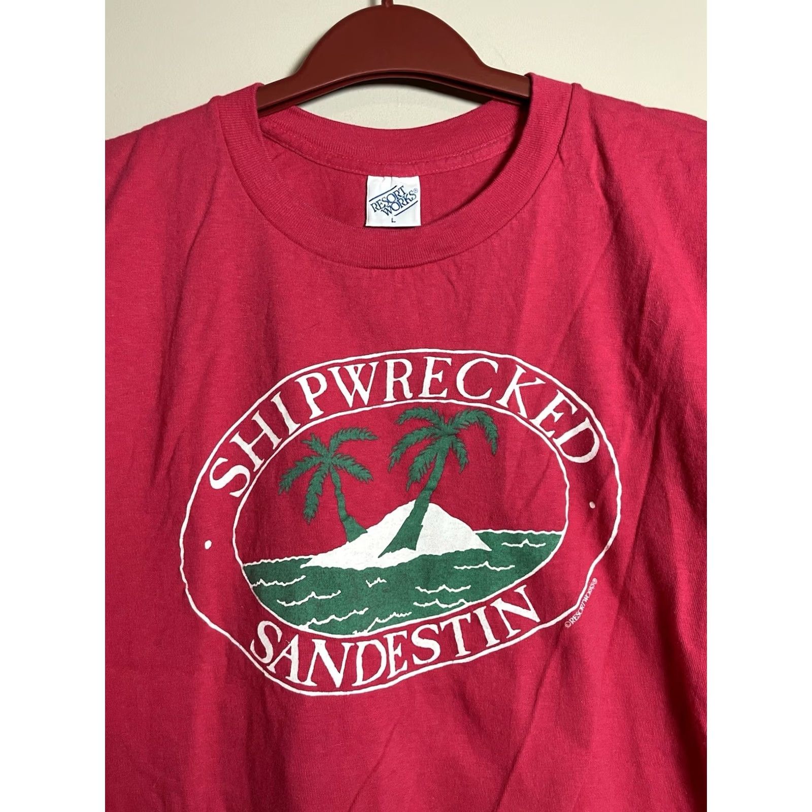 Vintage VINTAGE 80s Screen Stars T-Shirt Destin Florida Red Cotton Short Sleeve Crew Neck Men L Size US L / EU 52-54 / 3 - 2 Thumbnail