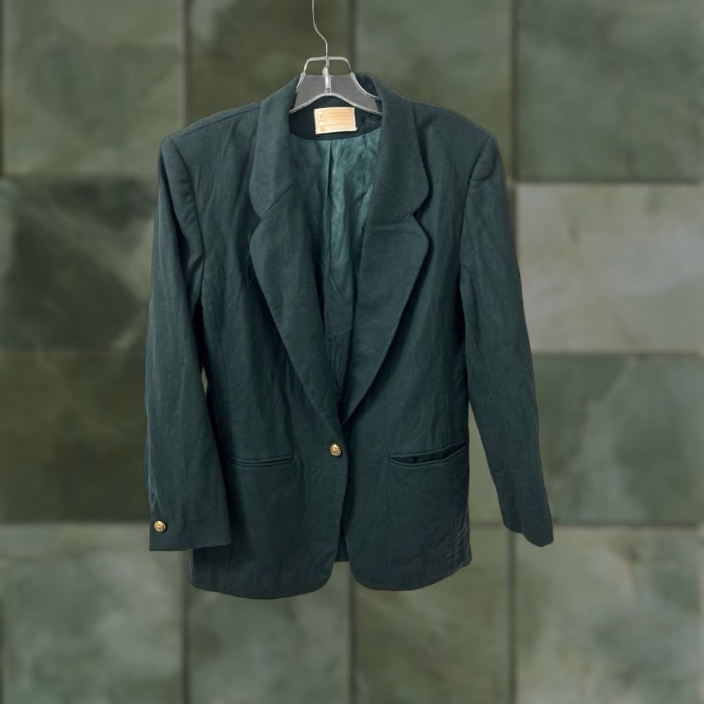 Pendleton VINTAGE Pendleton Blazer Jacket Womens Size 10 100% Wool Made in USA Green Notch Lapel One-Button Size L / US 10 / IT 46 - 1 Thumbnail