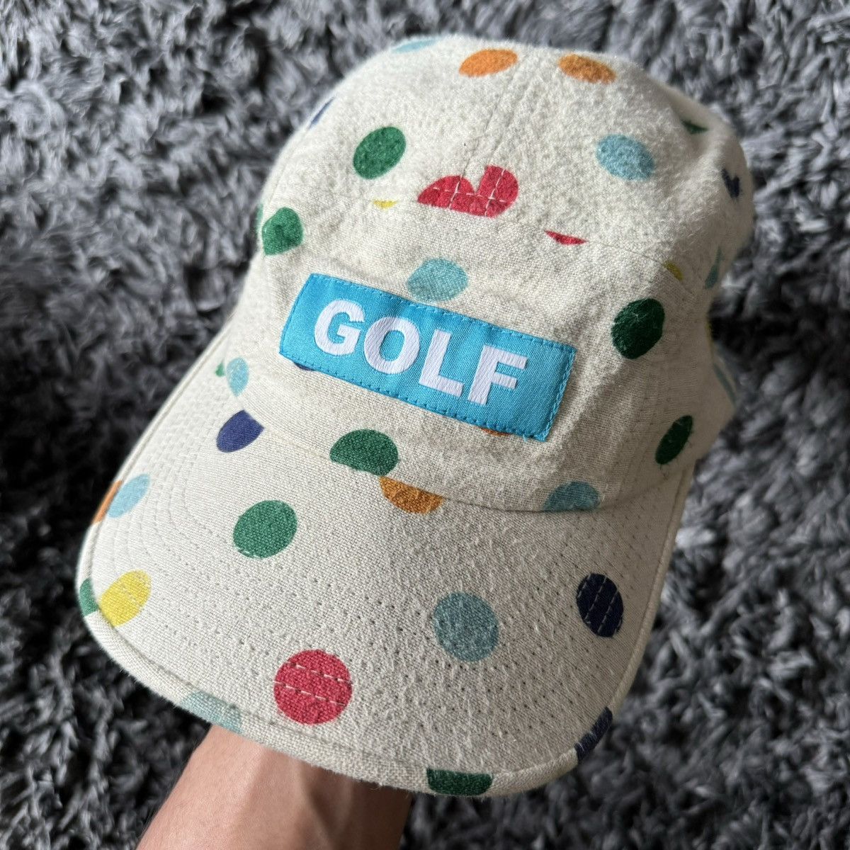 image of Golf Wang Polka Dot Camp Cap 2016 in White, Men's