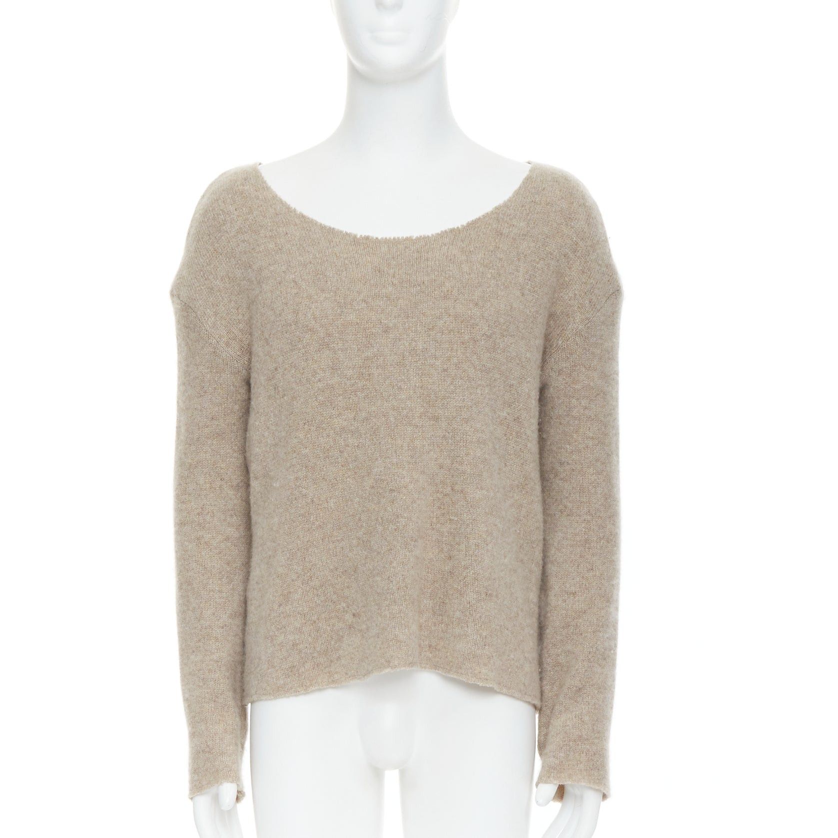 THE ELDER STATESMEN 100% cashmere oatmeal brown loose sweater S