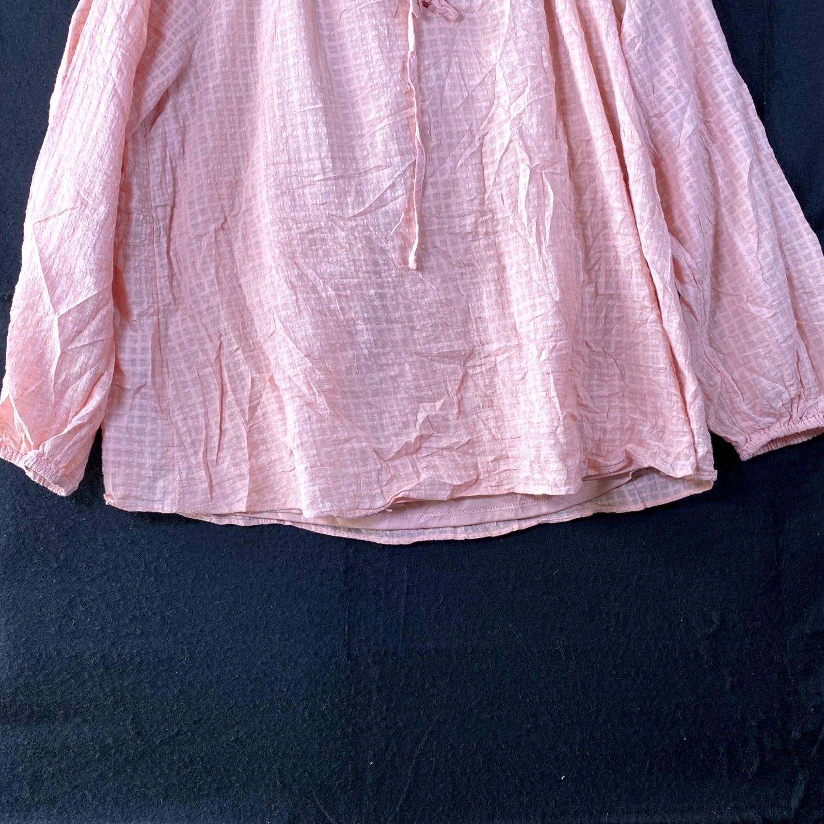 Lauren Conrad Lauren Conrad Blouse Womens Blush Pink Checkered Lined Long Sleeve Boho Casual Workwear Shirt L Size L / US 10 / IT 46 - 3 Thumbnail