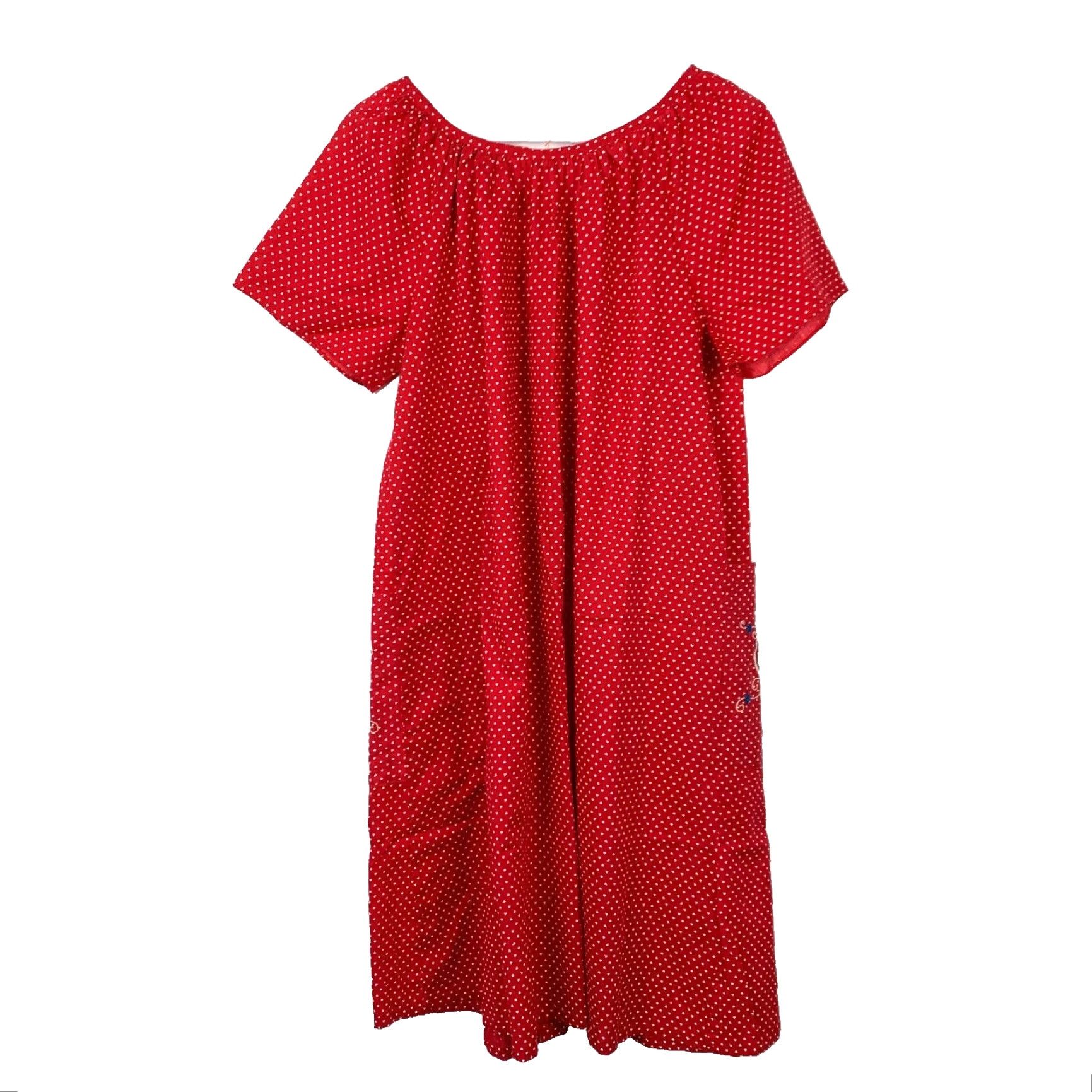 Vintage Vintage Red Hearts Nightgown Muumuu Button Robe Valentines Day Caftan Small Med Nightgown MUUMUU Red Hearts Valentines Day 1980s Womens XS-? Size ONE SIZE - 6 Thumbnail