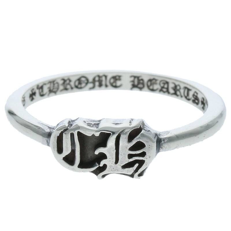 image of Chrome Hearts Bubblegum Monogram Ring - Size 4 in Silver, Men's