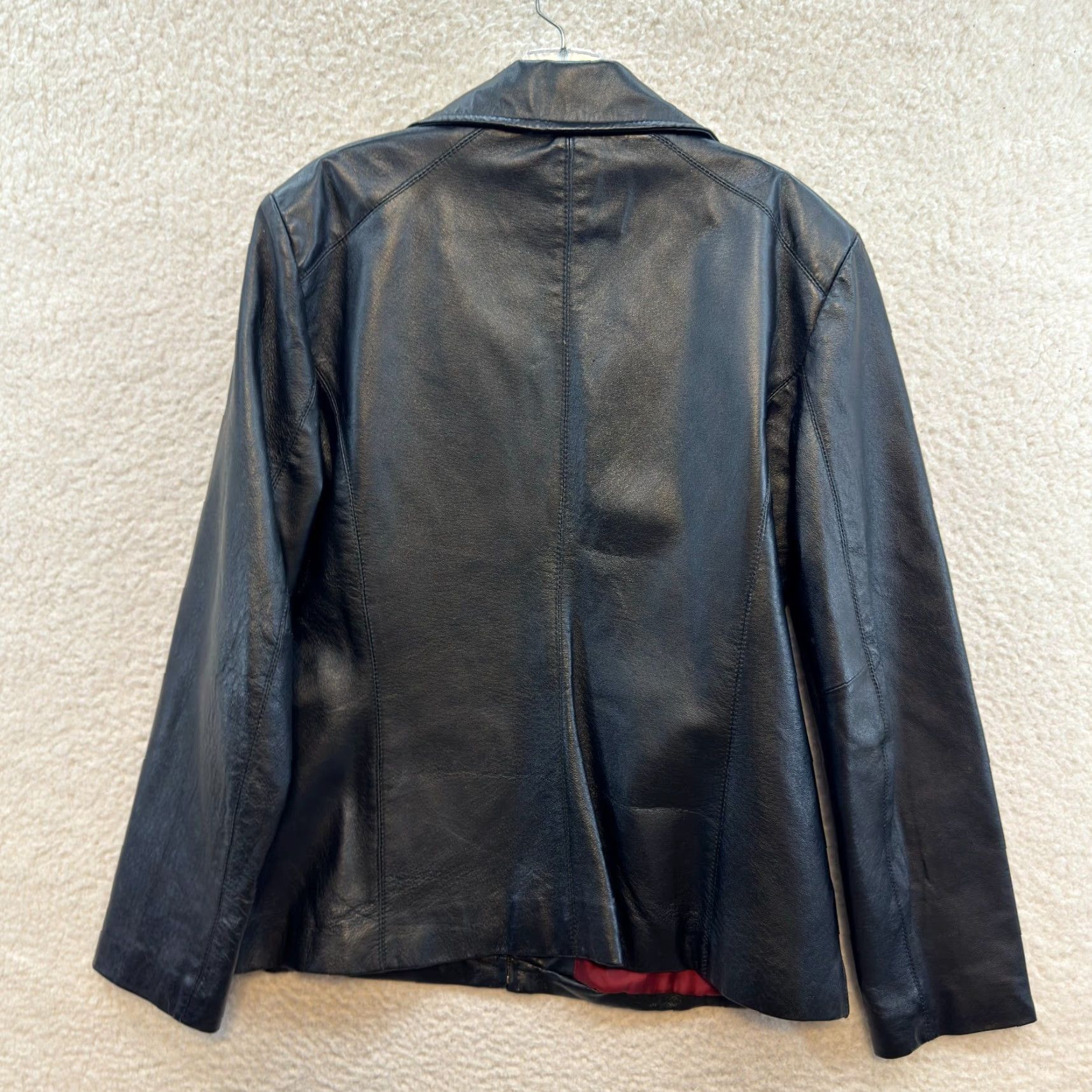 Worthington VINTAGE 90s Y2K Worthington Leather Jacket Large Womens Zip Up Red Lined Collared Black Jacket Size L / US 10 / IT 46 - 2 Thumbnail
