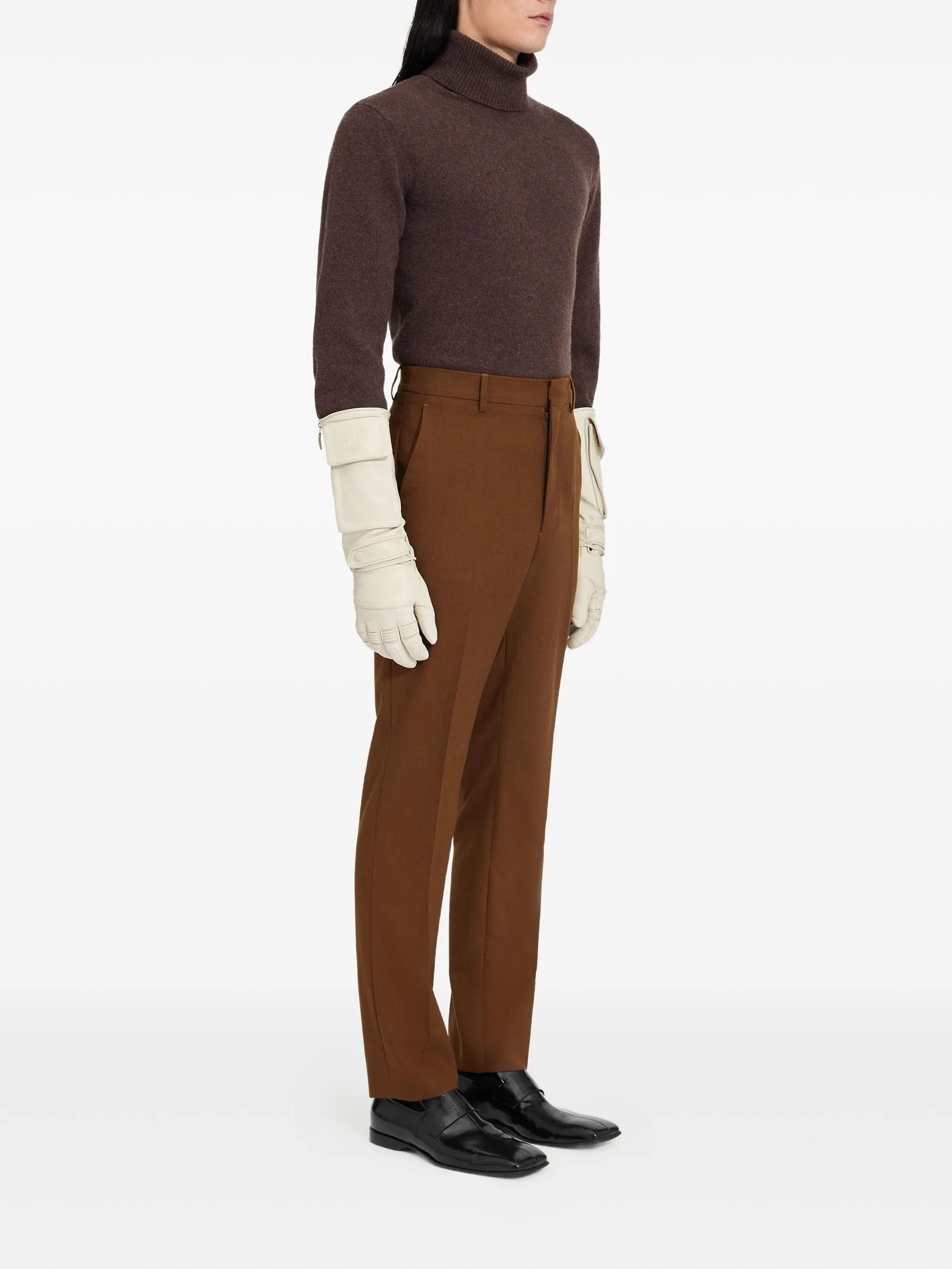Maison Margiela oc11z0925 Creased Wool Trousers in Brown Size US 30 / EU 46 - 4 Thumbnail