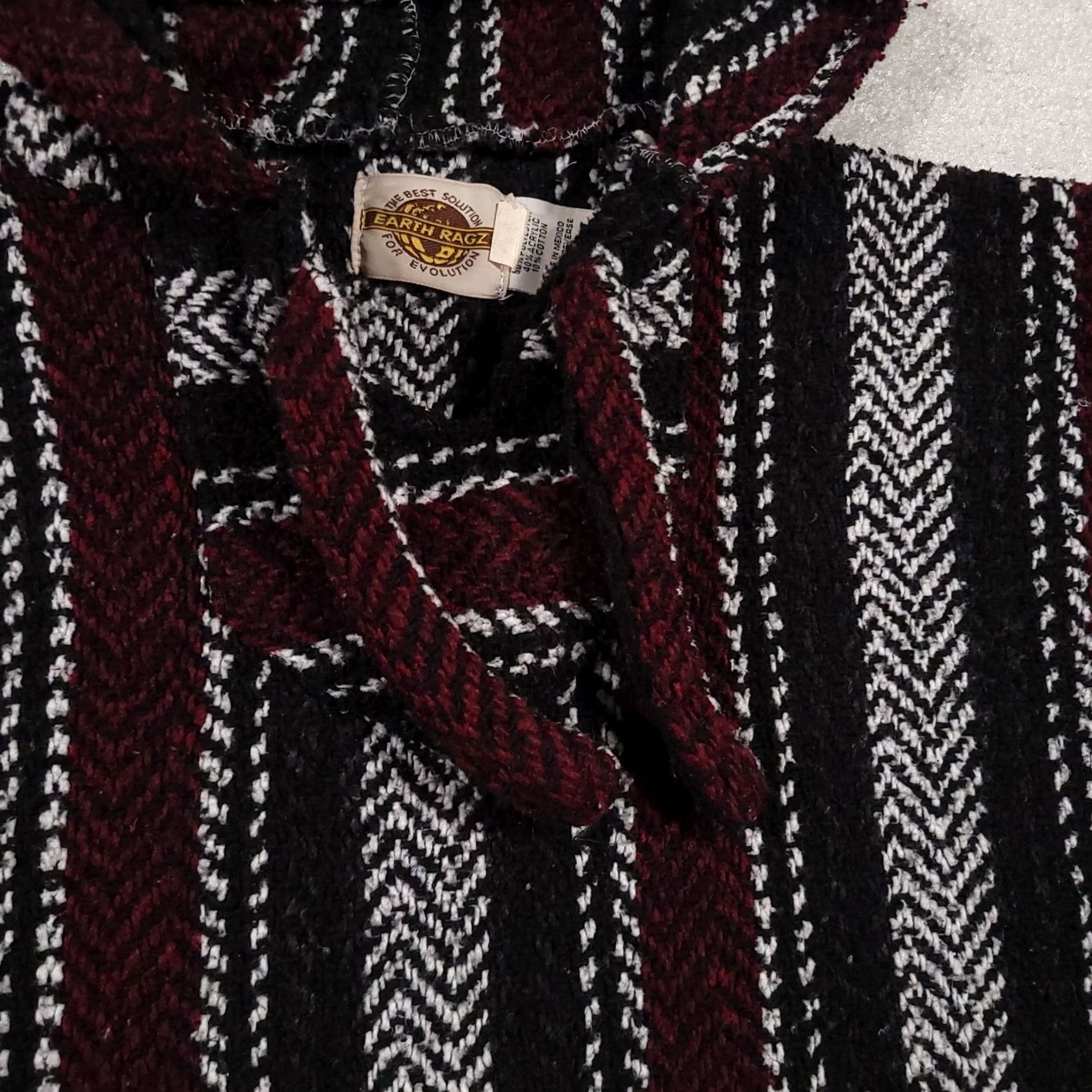 Vintage VINTAGE Earth Ragz Shirt Mens XL Black Baja Hoodie Heavy Sweatshirt Jacket Adult White Stripe Woven Size US XL / EU 56 / 4 - 4 Thumbnail