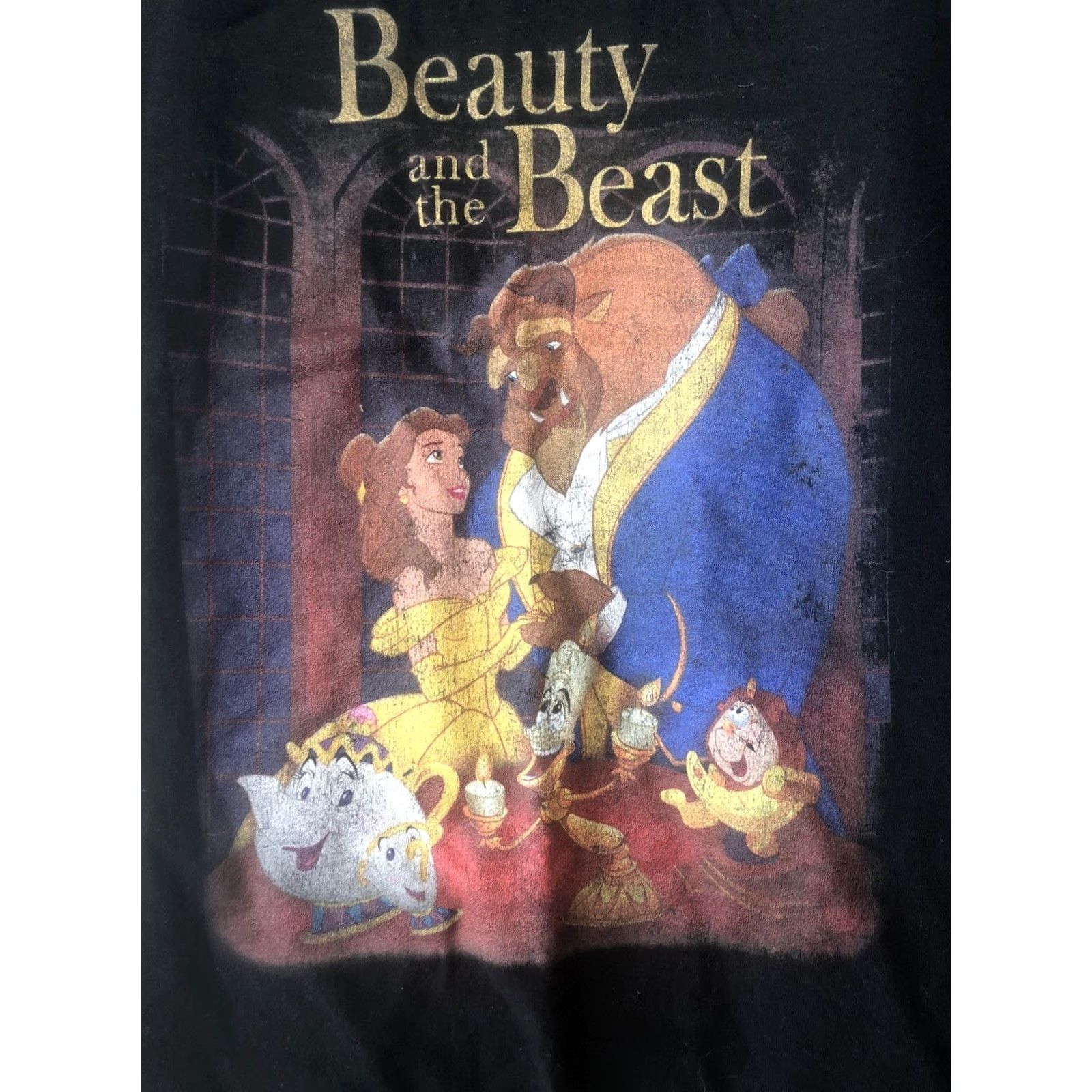Disney Disney T-Shirt Belle Beast Distressed Beauty And The Beast Sz S Small Womens Black Short Sleeve Round Neck Size S / US 4 / IT 40 - 2 Thumbnail