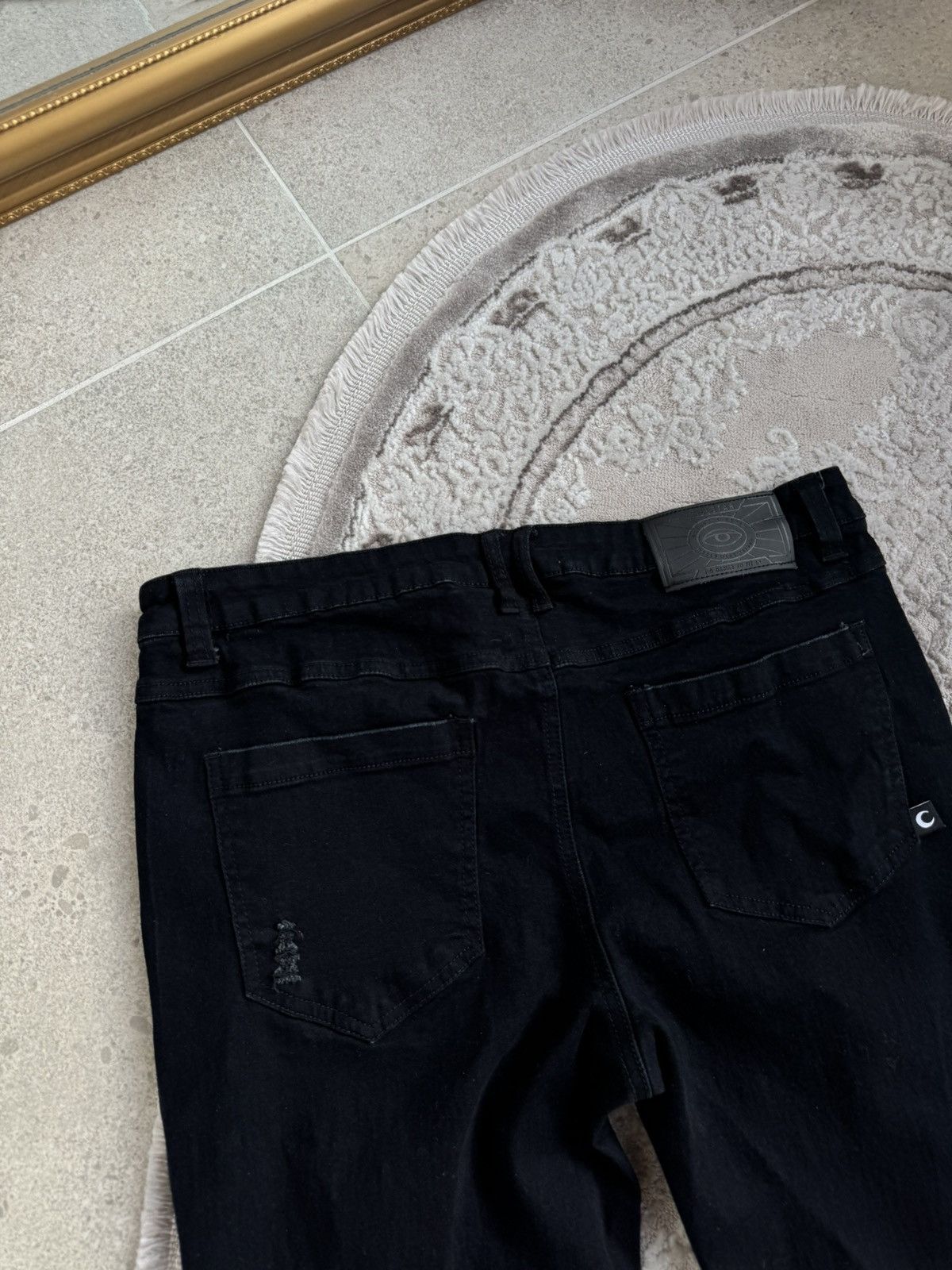 Killstar Killstar Black Distressed Goth Jeans with D-Ring Detailing Size 34" / US 12 / IT 48 - 5 Thumbnail