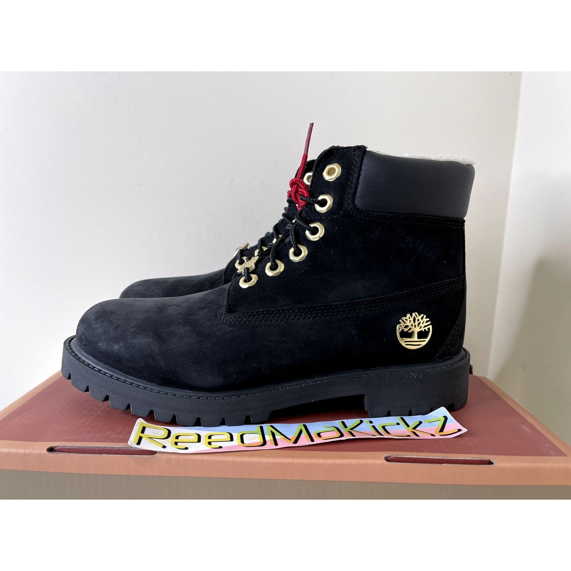 Timberland Boots inch Shearling Black Gold Kids