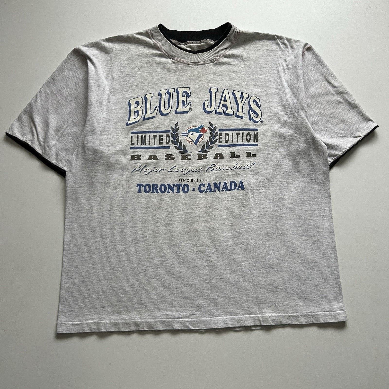 Toronto Blue Jays T-Shirt 90's Mlb Baseball in Grey, Men's (Size 2XL)