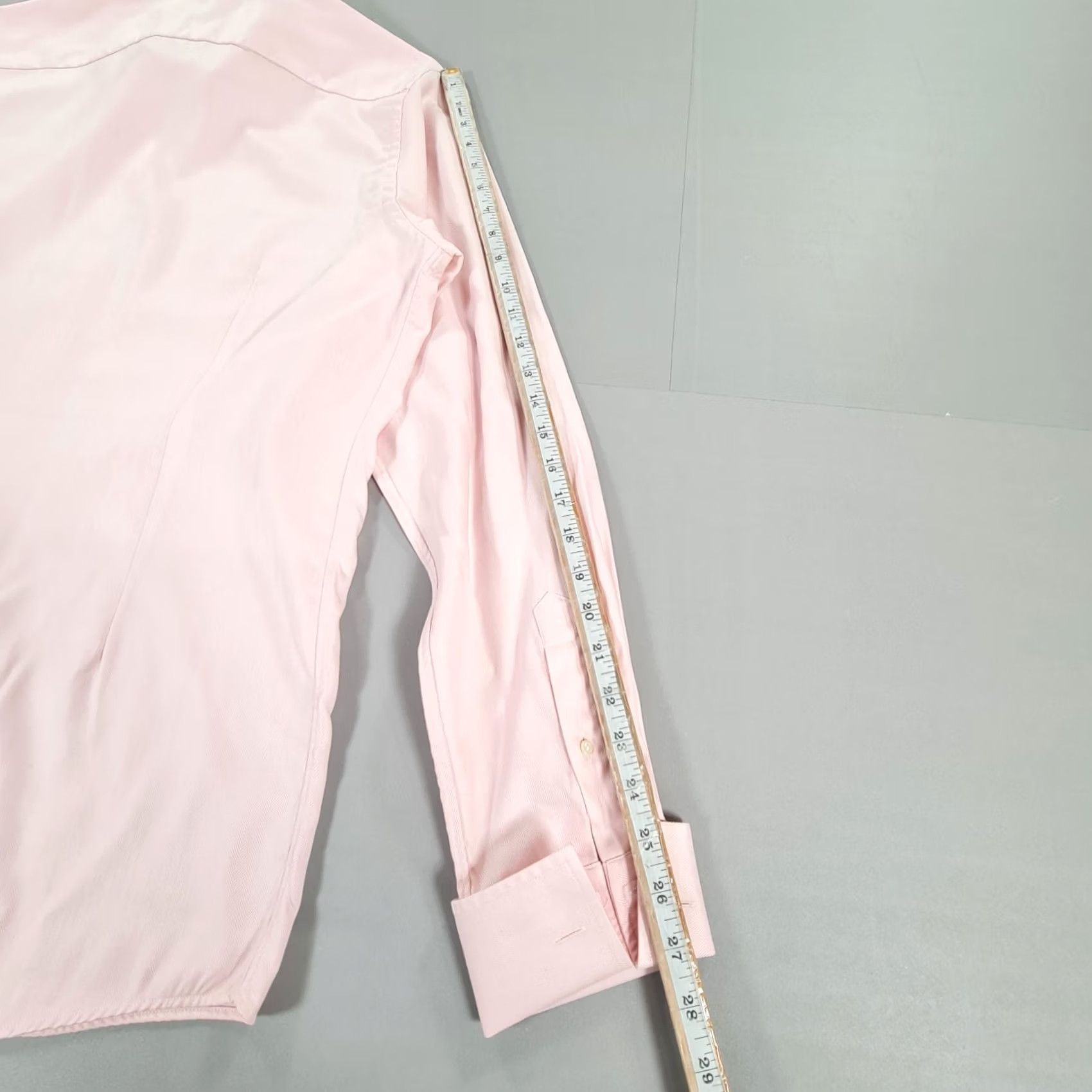 Eton ETON Mens Shirt Pink 17.5 Dress Shirt Long Sleeve Button Up Double Cuffs Herringbone Cotton" Size US XXL / EU 58 / 5 - 7 Thumbnail
