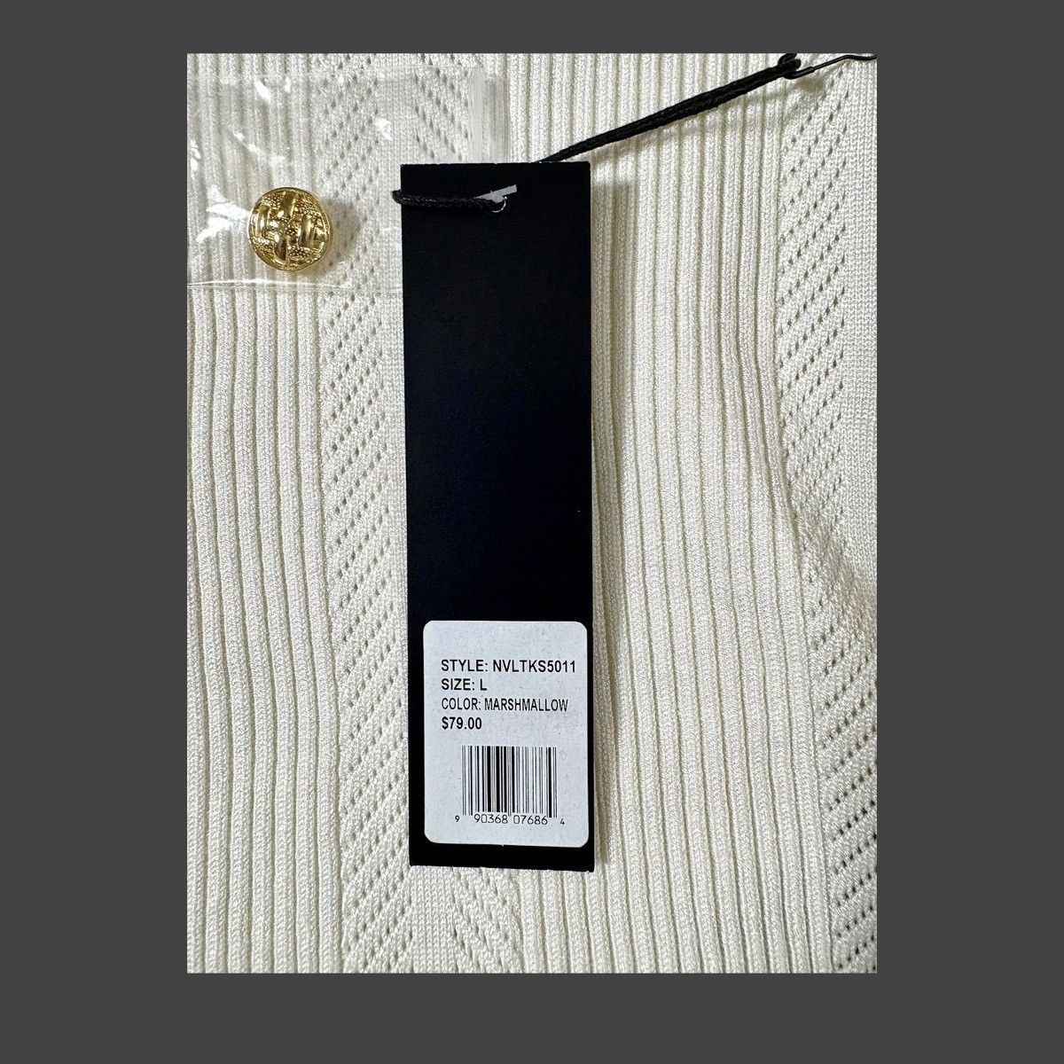 NVLTY NVLT Women’s Marshmallow Ribbed Fabric Cardigan Sweater Sz L Size L / US 10 / IT 46 - 14 Thumbnail