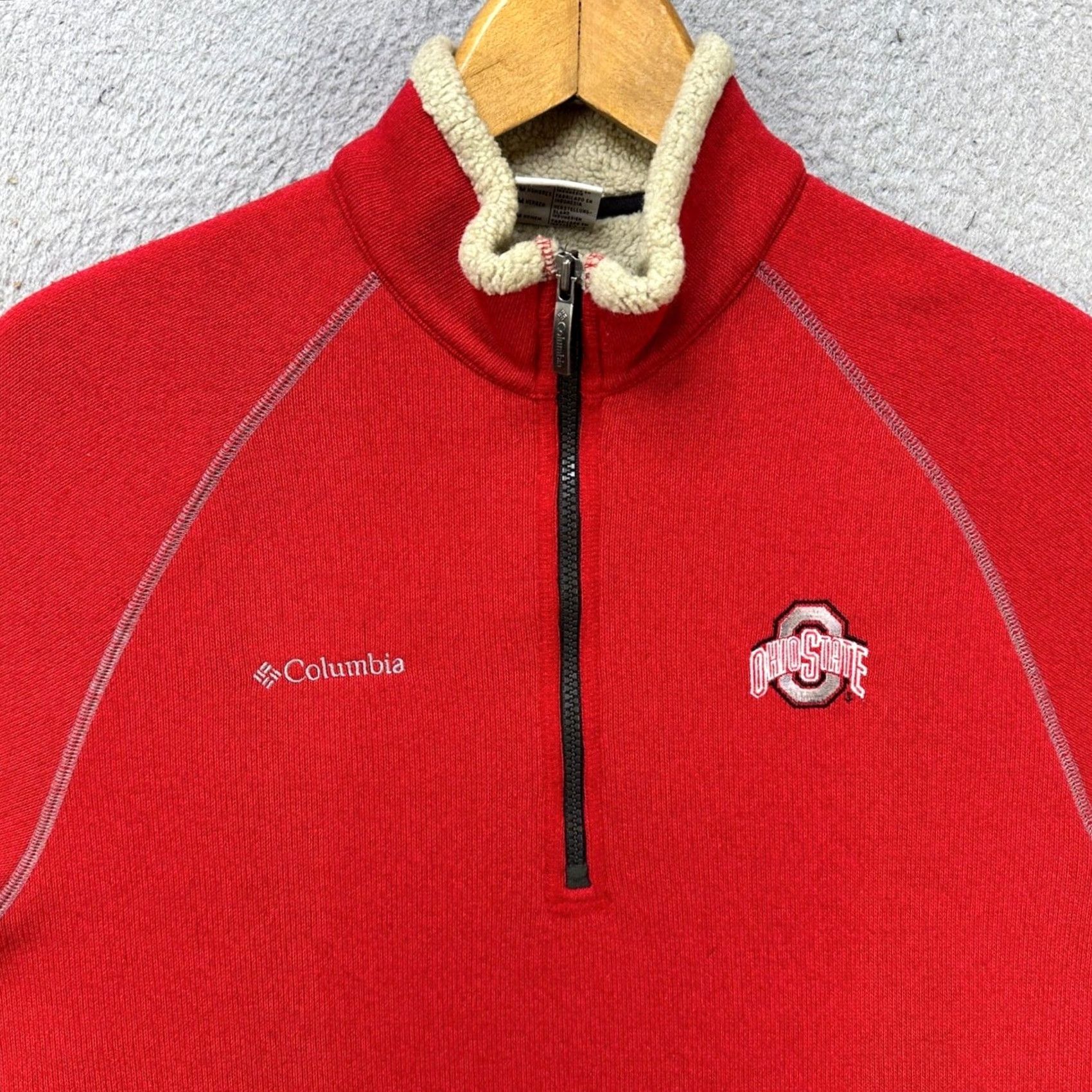 Vintage Columbia Buckeyes Mens Jacket Pullover Red Fleece Quarter Zip M Size Short Sleeve Zip Size US M / EU 48-50 / 2 - 4 Thumbnail