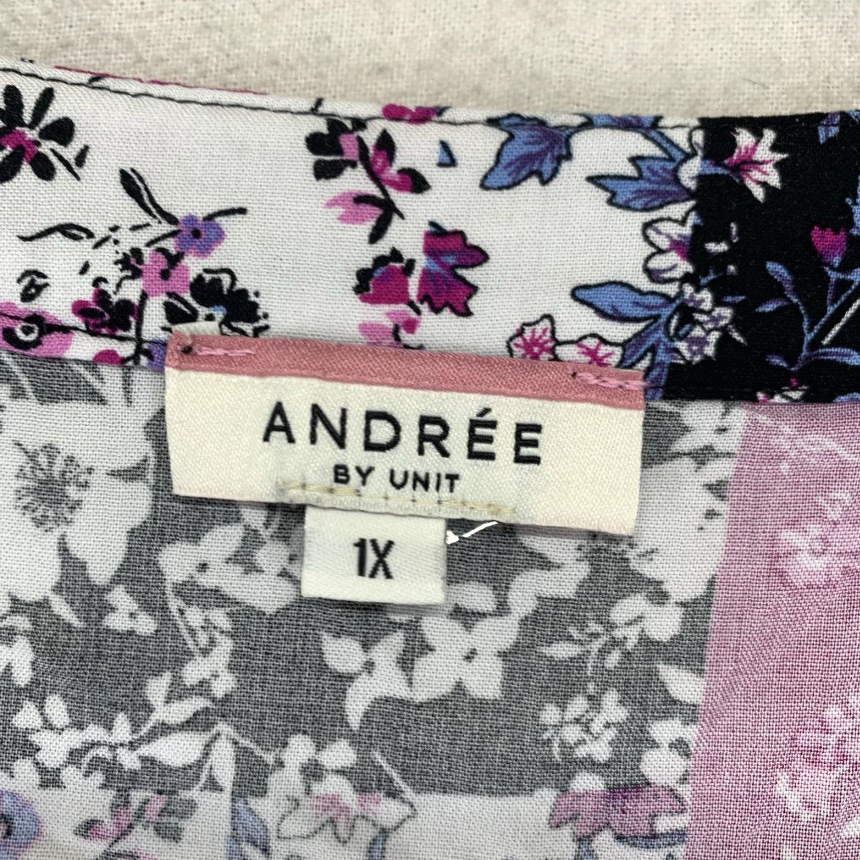 Pinko Andree By Unit Women’s Blouse Shirt Tunic 1X Plus Size Multicolor Floral Patchwork Boho Hippie V-Neck Pullover Relaxed Fit Casual Shirt Womens Size XL / US 12-14 / IT 48-50 - 3 Thumbnail