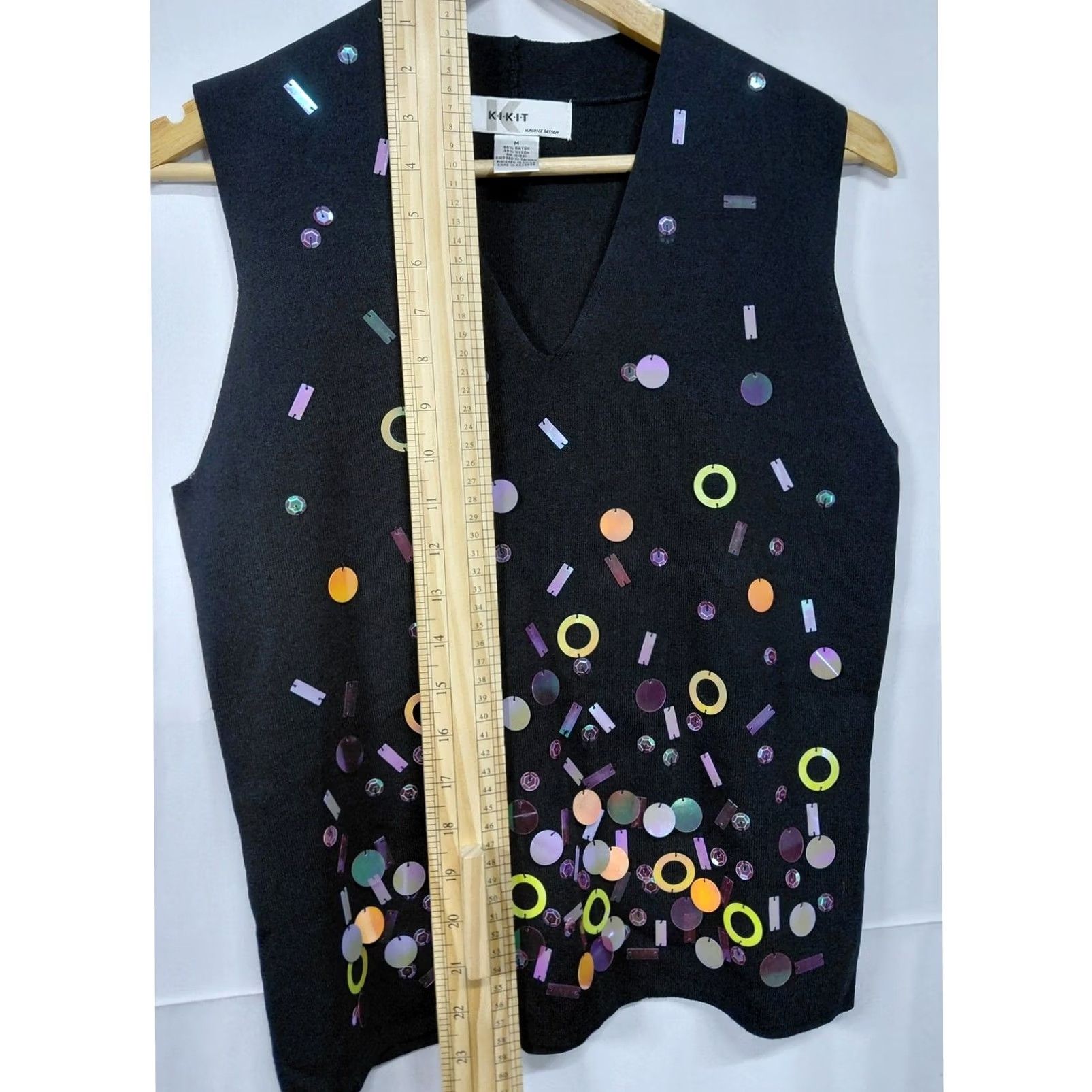 Vintage KIKIT Graphic Print Knit Vest Black Sleeveless Women Size M Size M / US 6-8 / IT 42-44 - 4 Thumbnail