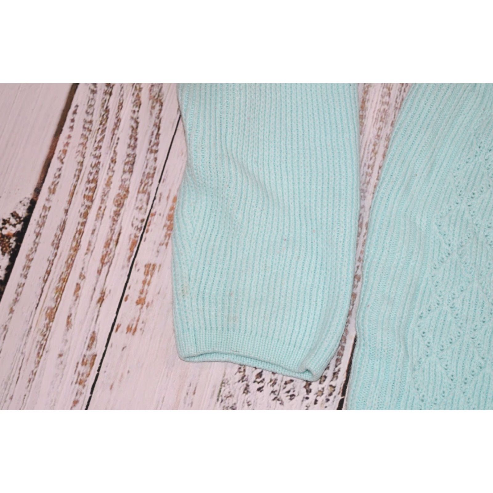 Vintage VINTAGE Full Fashioned Cardigan 1960s Women’s L Seafoam Green Chunky-Knit Casual Menswear Size L / US 10 / IT 46 - 4 Thumbnail