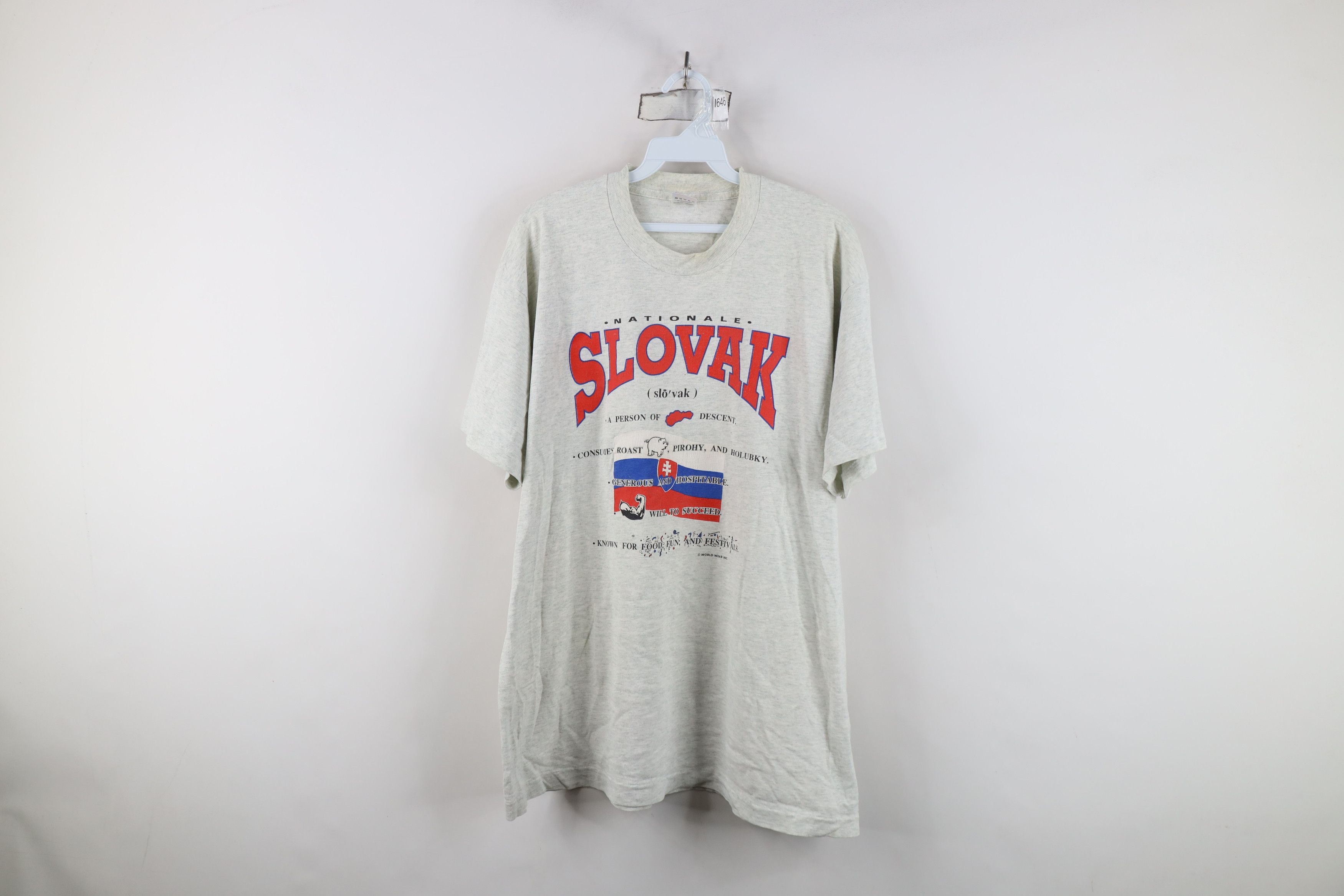 Vintage Vintage 90s Spell Slovak Slovakia Short Sleeve T-Shirt USA Size US XL / EU 56 / 4 - 1 Thumbnail