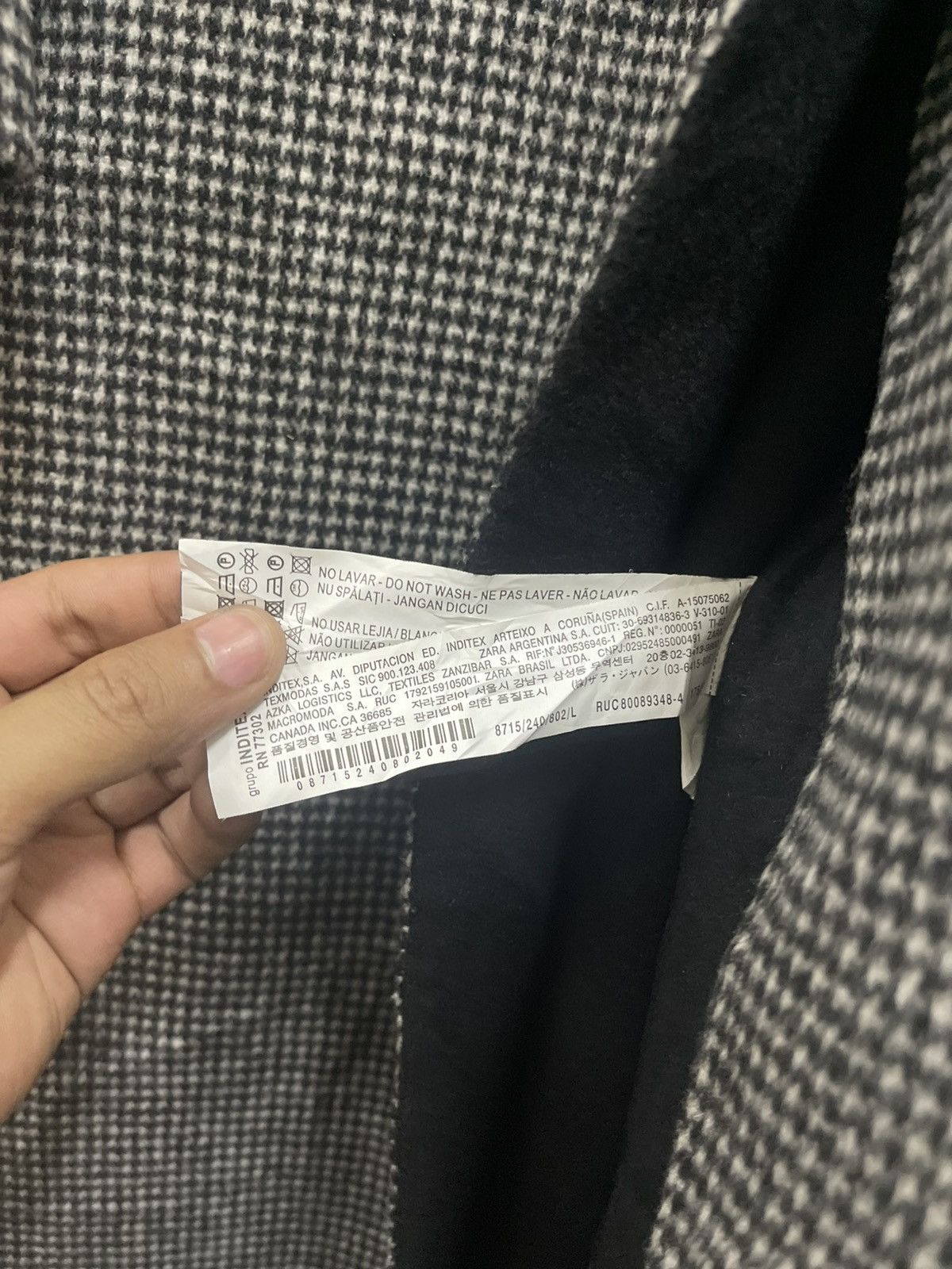 Zara Zara Women’s Monochrome Checkered Long Coat - Single Button Size L / US 10 / IT 46 - 5 Thumbnail