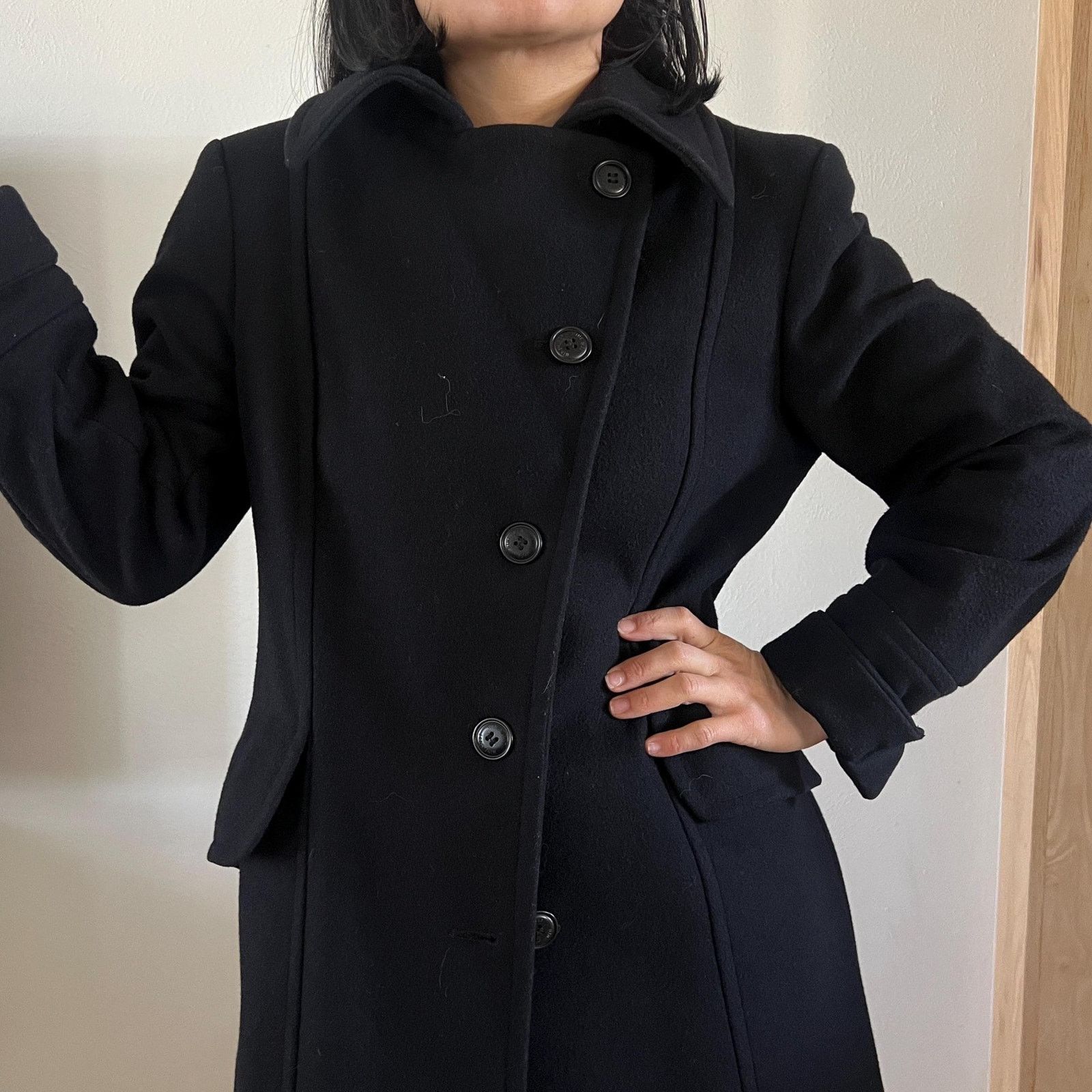 Vintage Vintage 90s Black wool classic clean line coat size 6 Size M / US 6-8 / IT 42-44 - 10 Thumbnail