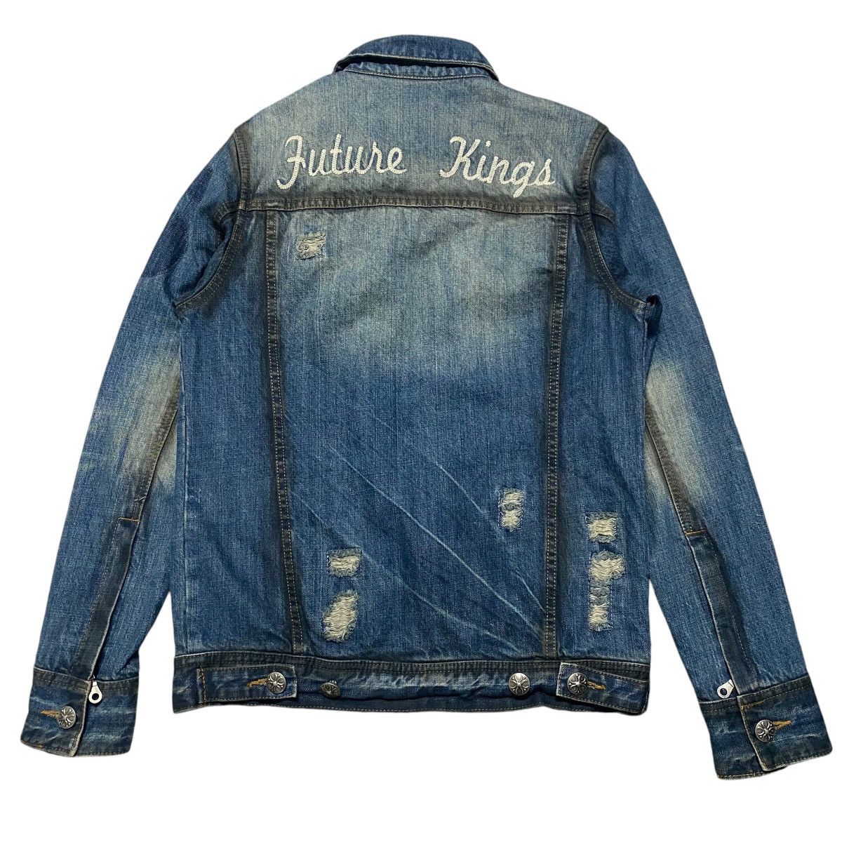 In The Attic IN THE ATTIC Denim Jacket Coated Distressed 'Future Kings' Size US M / EU 48-50 / 2 - 2 Thumbnail