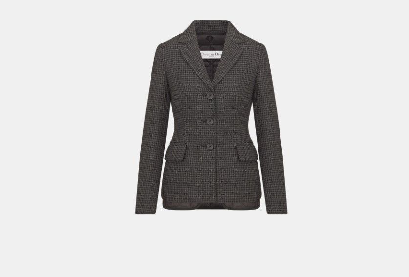 Dior o1w1db10824 Houndstooth Mohair & Wool Jacket in Gray Size M / US 6-8 / IT 42-44 - 1 Thumbnail