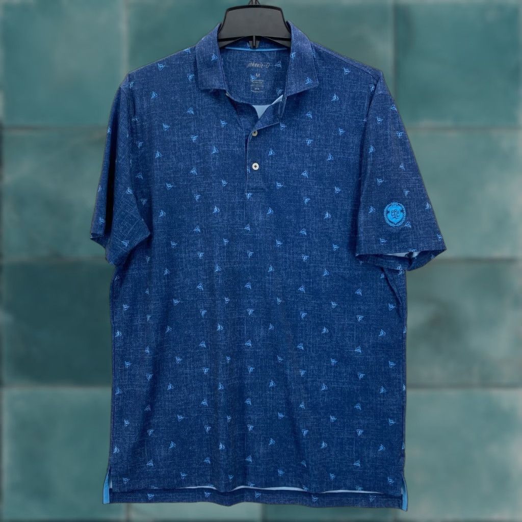 johnnie-O johnnie-O Shaka Printed Golf Polo Shirt Mens Medium Blue Performance Stretch Polo Size US M / EU 48-50 / 2 - 1 Thumbnail