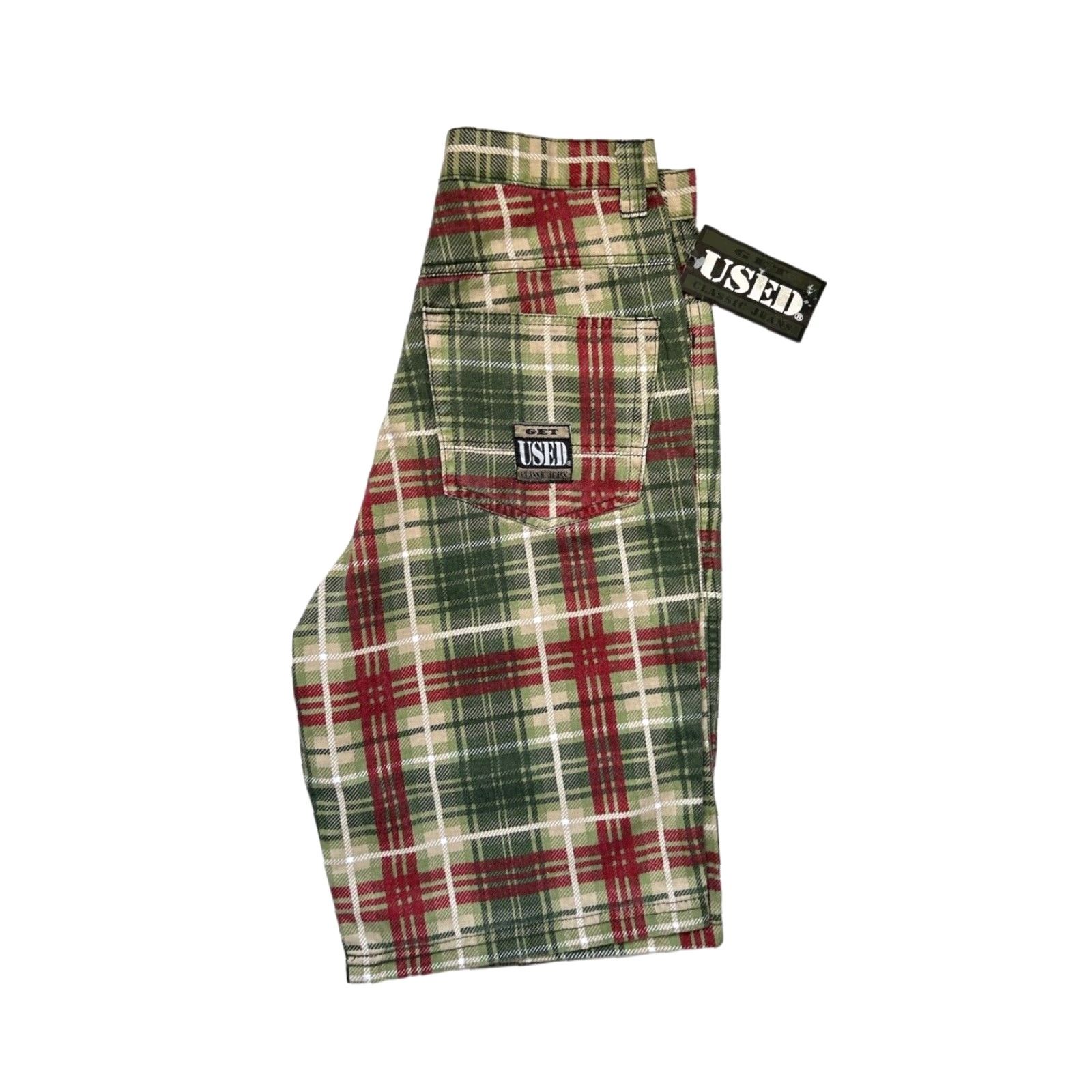 Wrangler VINTAGE Wrangler Plaid Denim Shorts Mens 29 Green 90s Deadstock NWT Cotton Denim Jeans Shorts Size US 29 - 2 Thumbnail