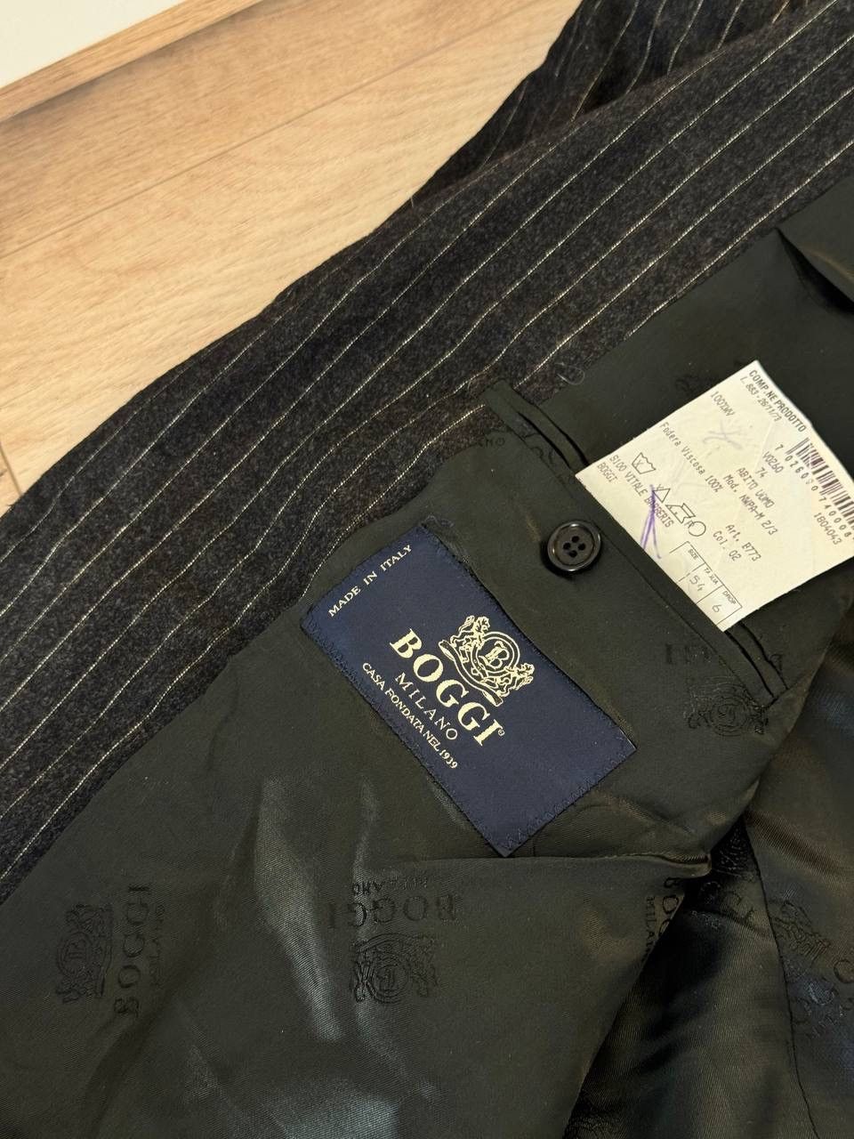 Boggi Boggi Milano Suit Size 54 Dark Gray Pinstripe Wool Suit Size 44L - 4 Thumbnail