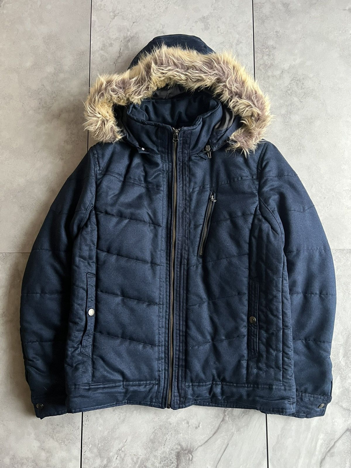 Japanese Brand Tak-Q Fur Hooded Padded Jacket Size US M / EU 48-50 / 2 - 1 Thumbnail