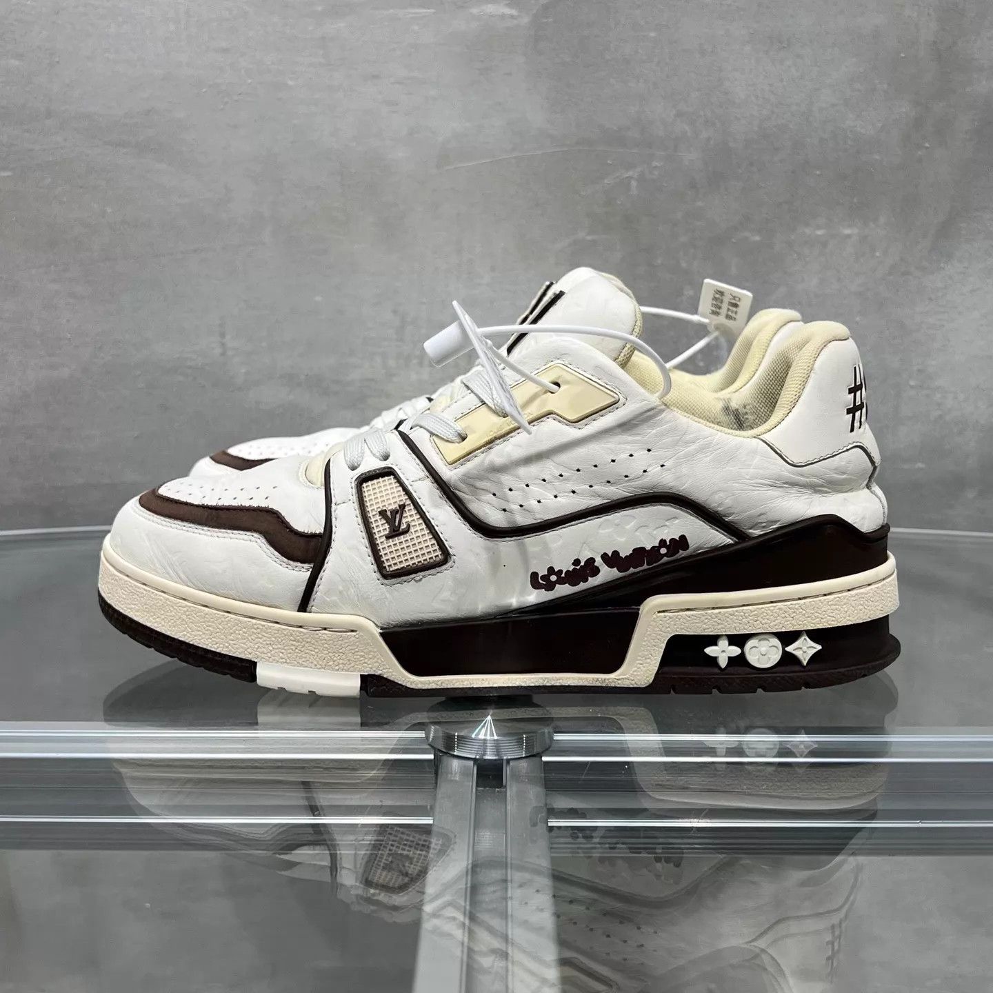 Louis Vuitton LV Trainer Tyler Cream AOP UK4 Size US 7.5 / IT 37.5 - 3 Thumbnail