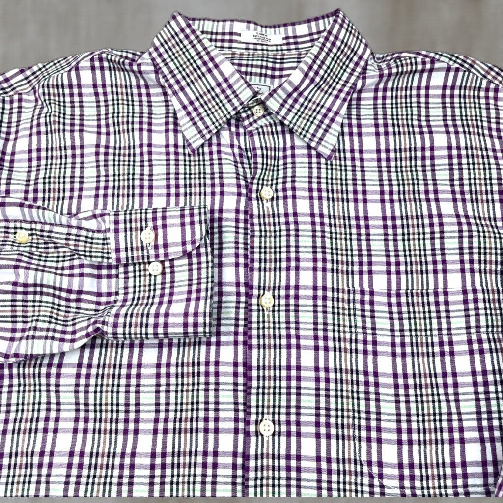 Peter Millar Peter Millar Shirt Men Large Purple White Plaid Flannel Dress Button Up Adult Size 42R - 1 Thumbnail