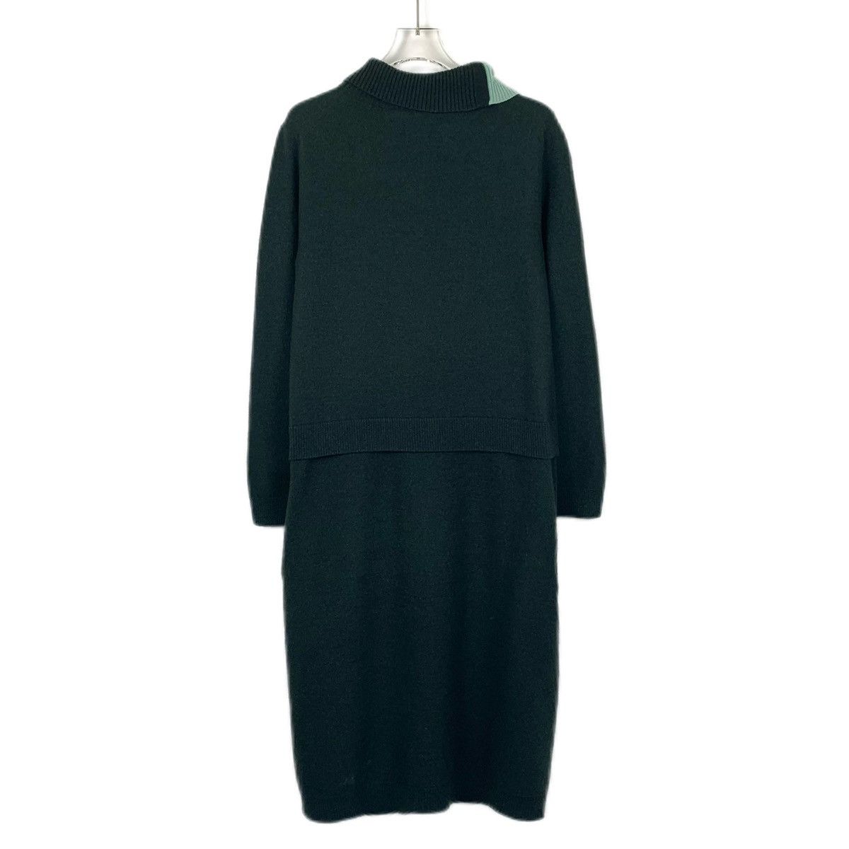 Celine Celine Dark Green Wool Long Sleeve Maxi Knit Dress K26WX Size XS / US 0-2 / IT 36-38 - 2 Thumbnail