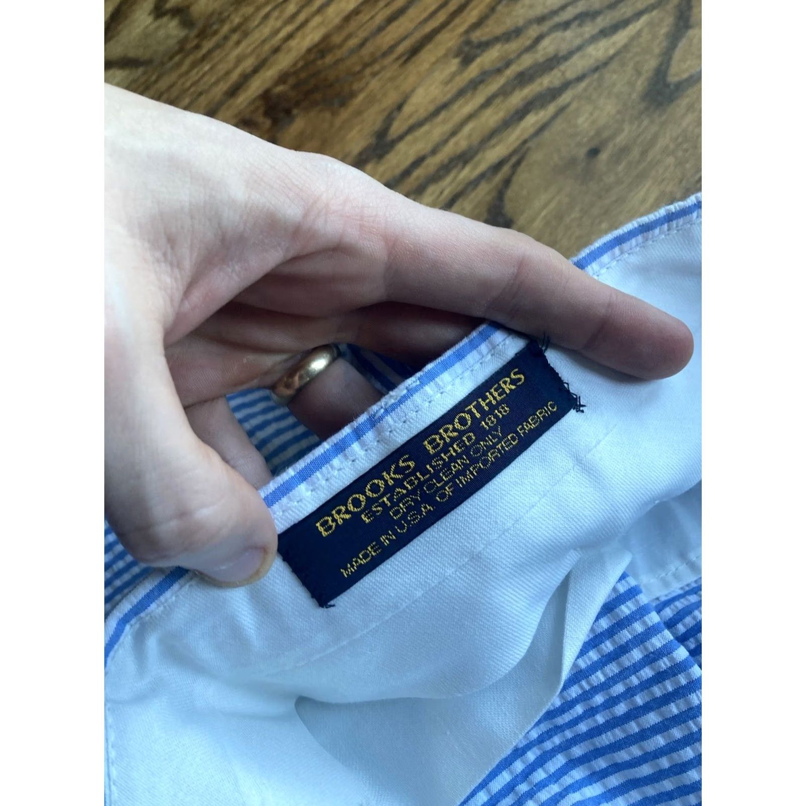 Brooks Brothers VINTAGE Brooks Brothers Pants Mens 38x27 Blue 80s Flat Front USA Seersucker Size US 38 / EU 54 - 7 Thumbnail