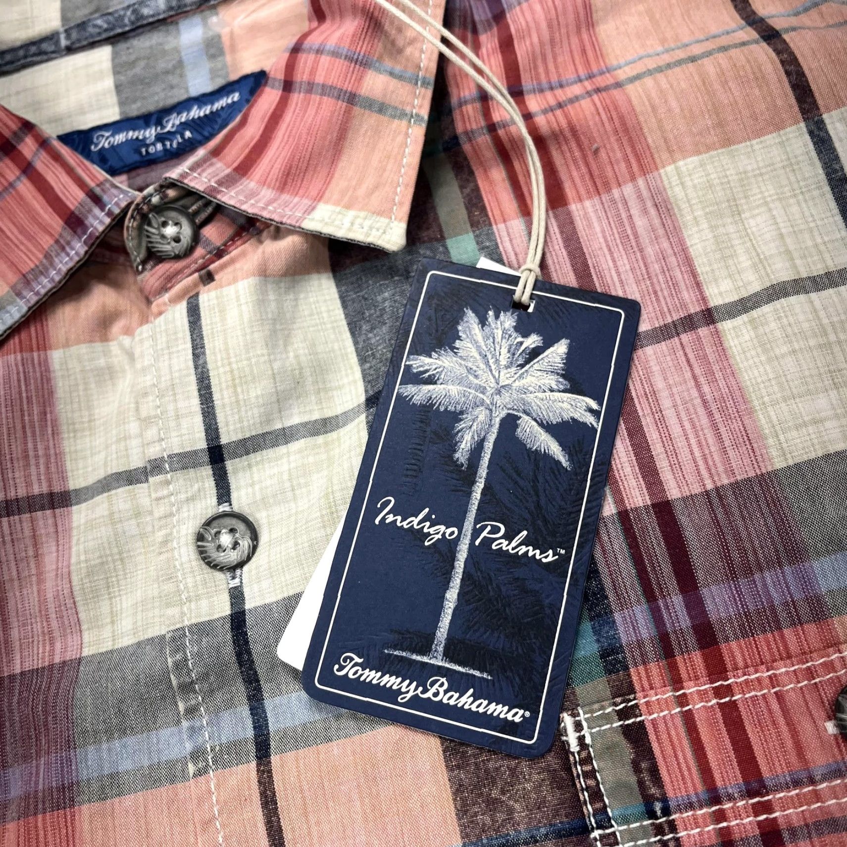 Tommy Bahama Tommy Bahama Shirt Mens Large Multicolor Plaid Indigo Palms Cotton NWT Size US L / EU 52-54 / 3 - 5 Thumbnail