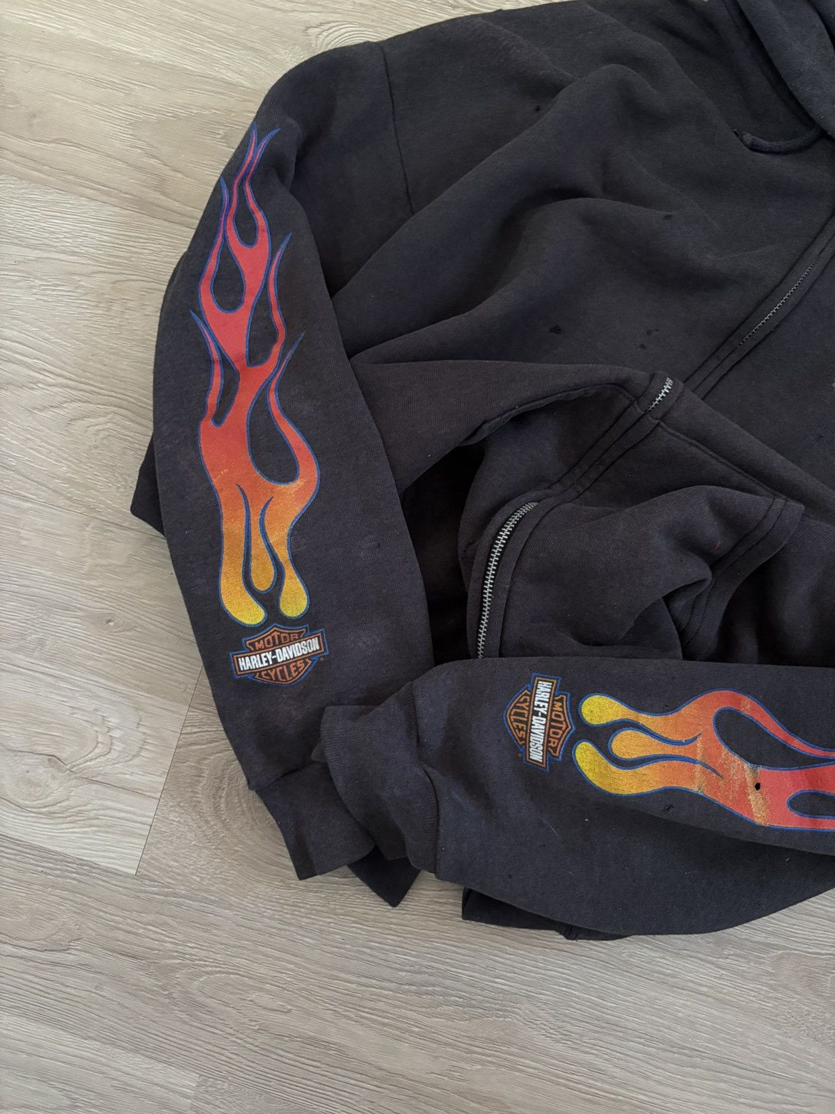 Harley Davidson Harley Davidson Flame Distressed Zip Hoodie Size US XL / EU 56 / 4 - 6 Thumbnail