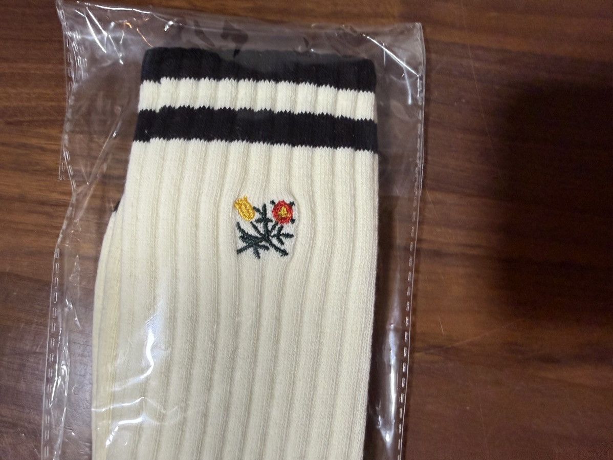 Aime Leon Dore Aime Leon Dore Striped Floral Crest Crew Sock in Jet Black Size ONE SIZE - 2 Thumbnail
