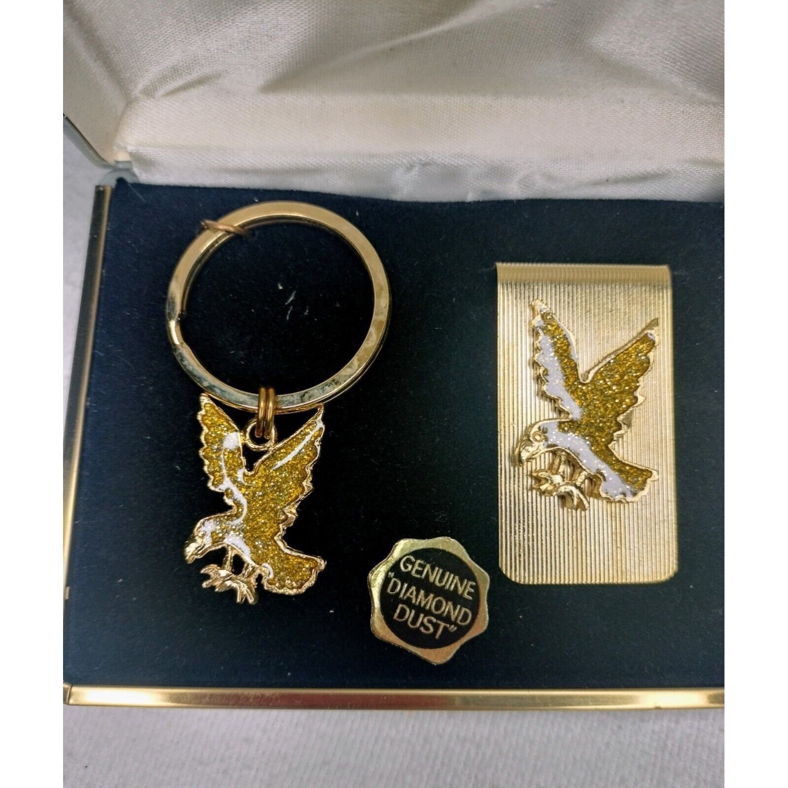 Vintage Marquis Genuine Diamond Dust Eagle Key Ring Matching Money C Size ONE SIZE - 12 Thumbnail