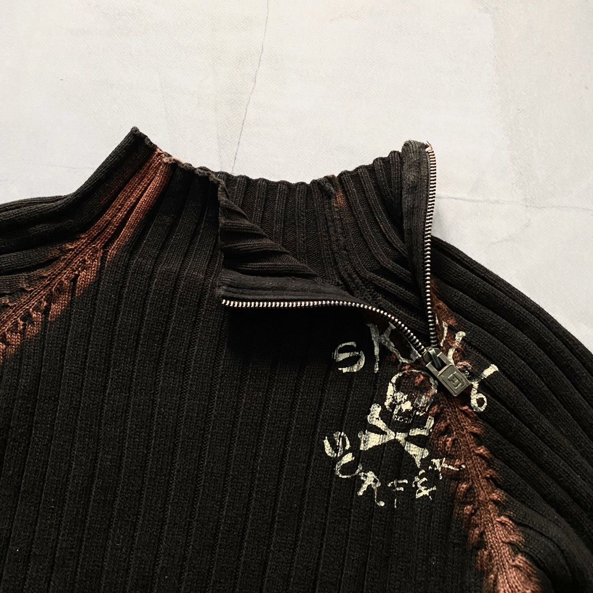 20471120 Japan Avantgarde Skull Knit Rib Printed Sweater Y2K Size US S / EU 44-46 / 1 - 3 Thumbnail