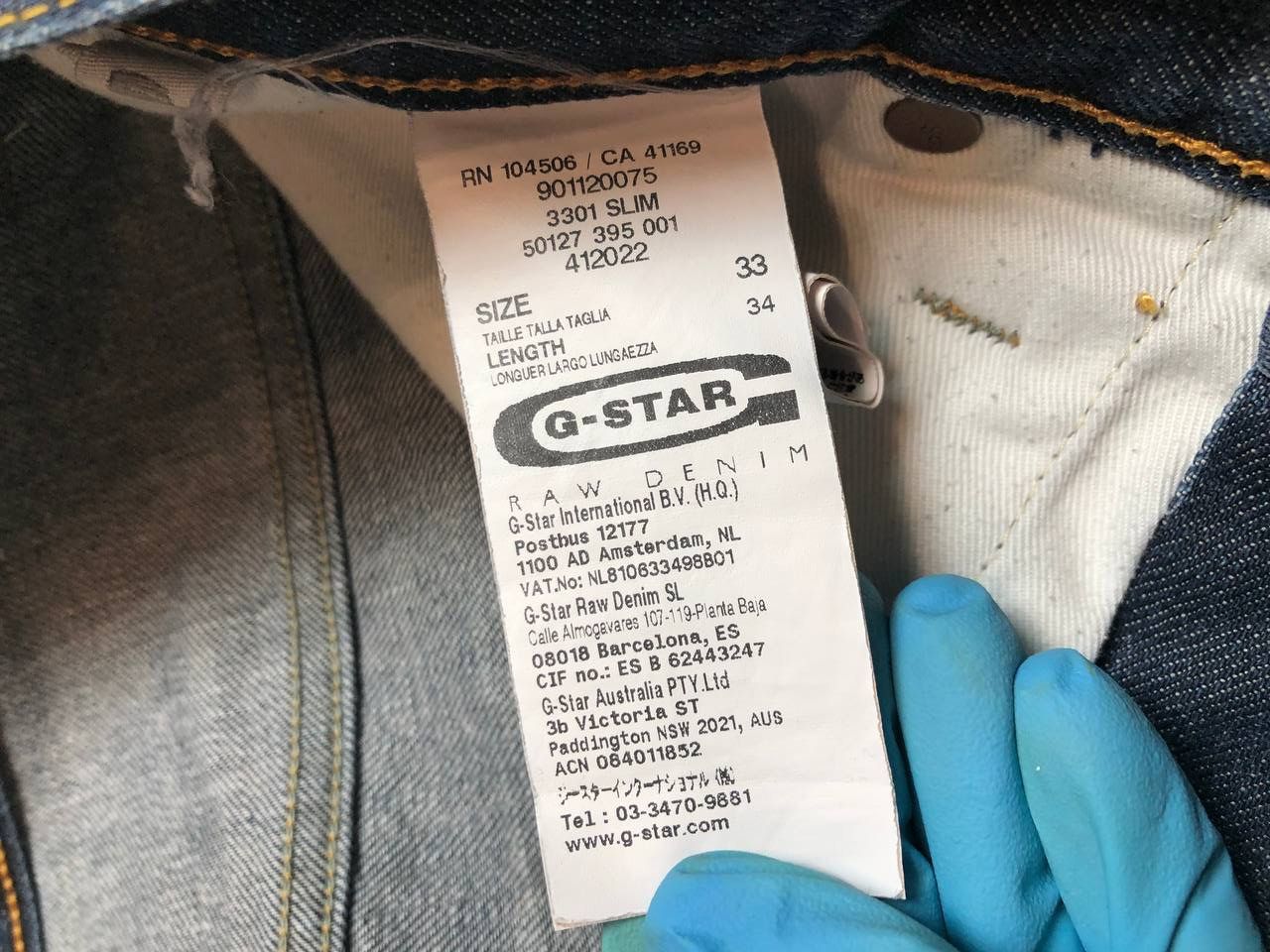 G-Star Vintage G-Star Raw 3301 Slim Denim Jeans Size 33 Size US 33 - 3 Thumbnail